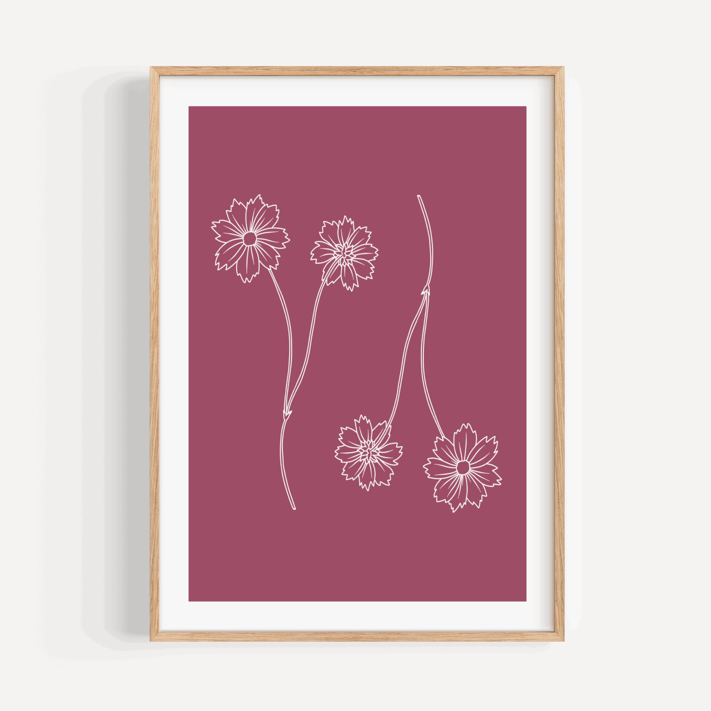 Berry Pink Wildflowers Print Posters, Prints, & Visual Artwork Pretty Average