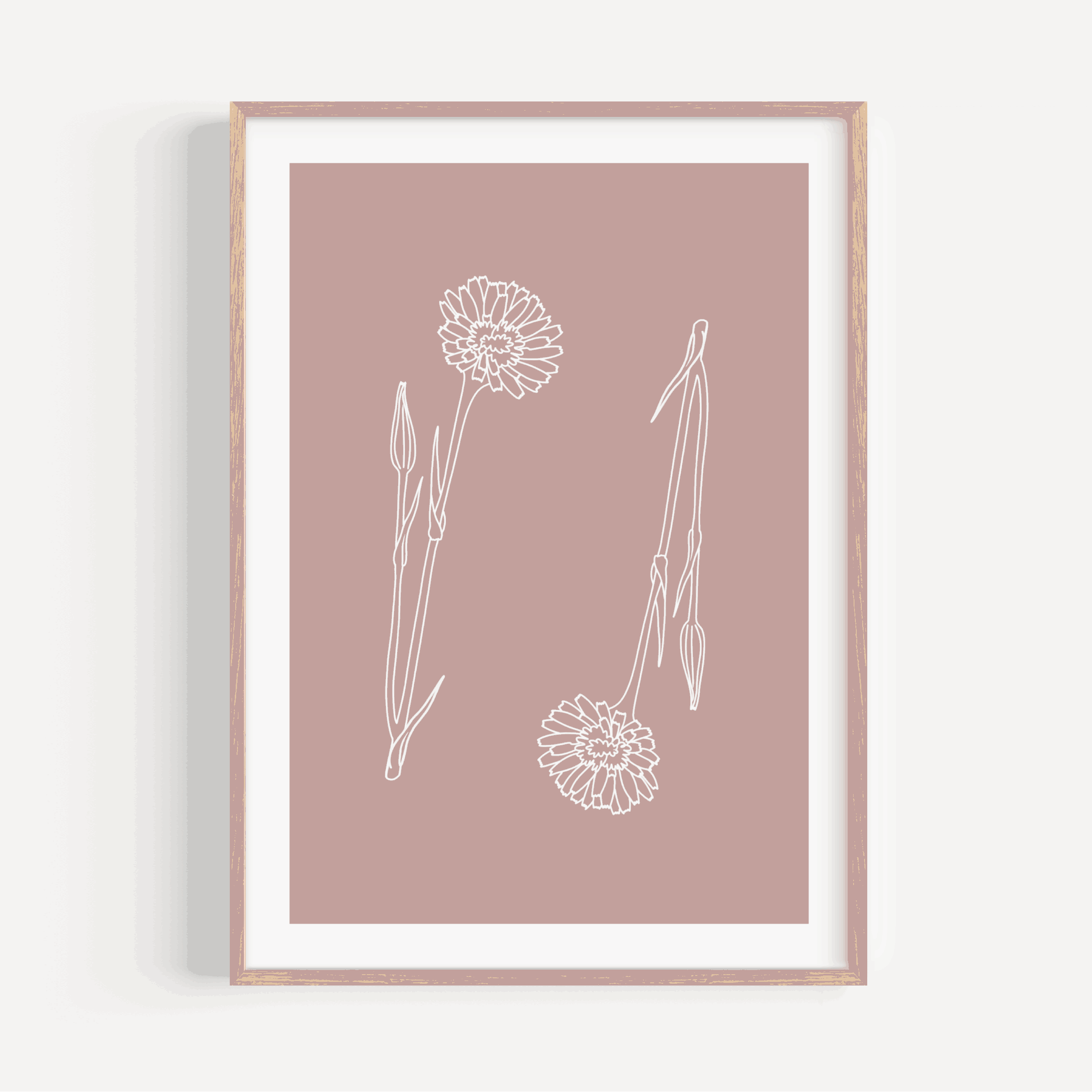 Dusky Pink Wildflowers Print Posters, Prints, & Visual Artwork Pretty Average