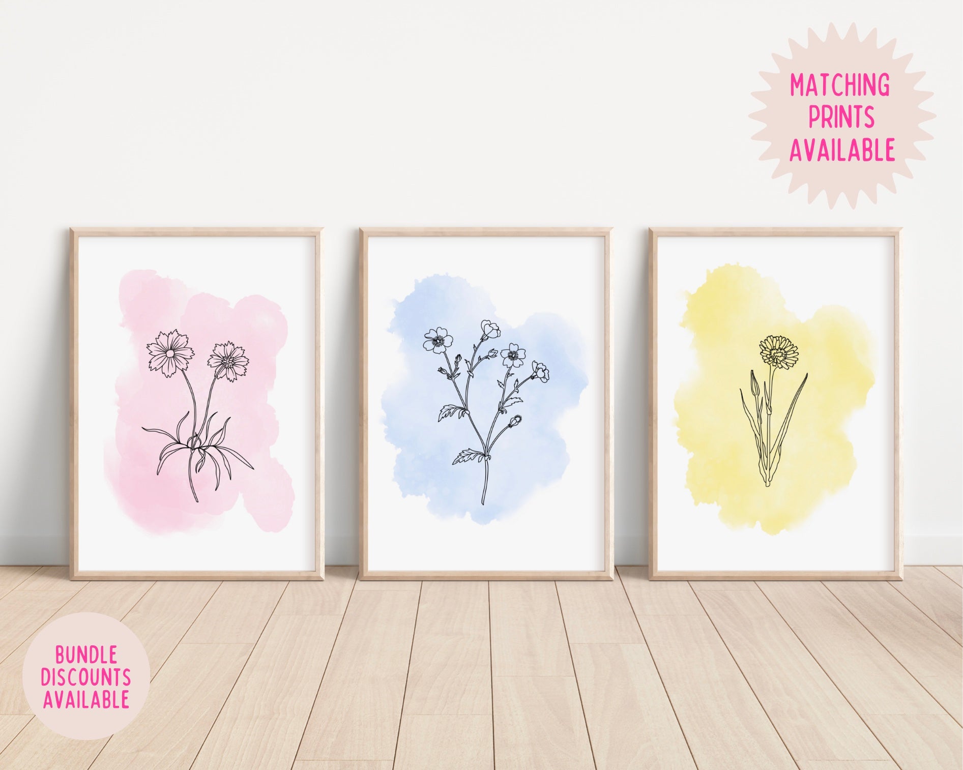 Yellow Watercolour Wildflower Print Posters, Prints, & Visual Artwork Pretty Average