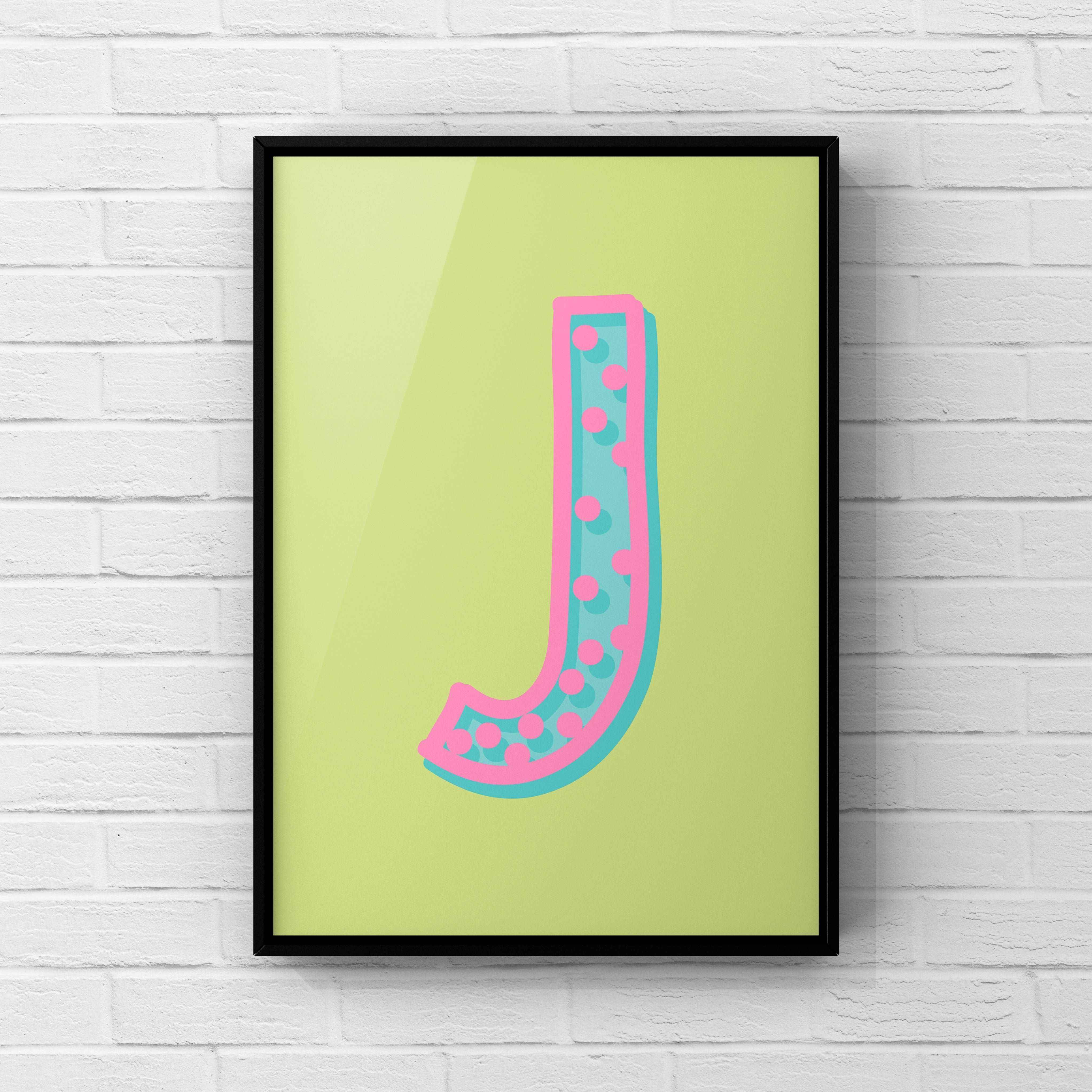 Letter / Initial Print - Green, Pink & Blue Polka Dot Posters, Prints, & Visual Artwork Pretty Average
