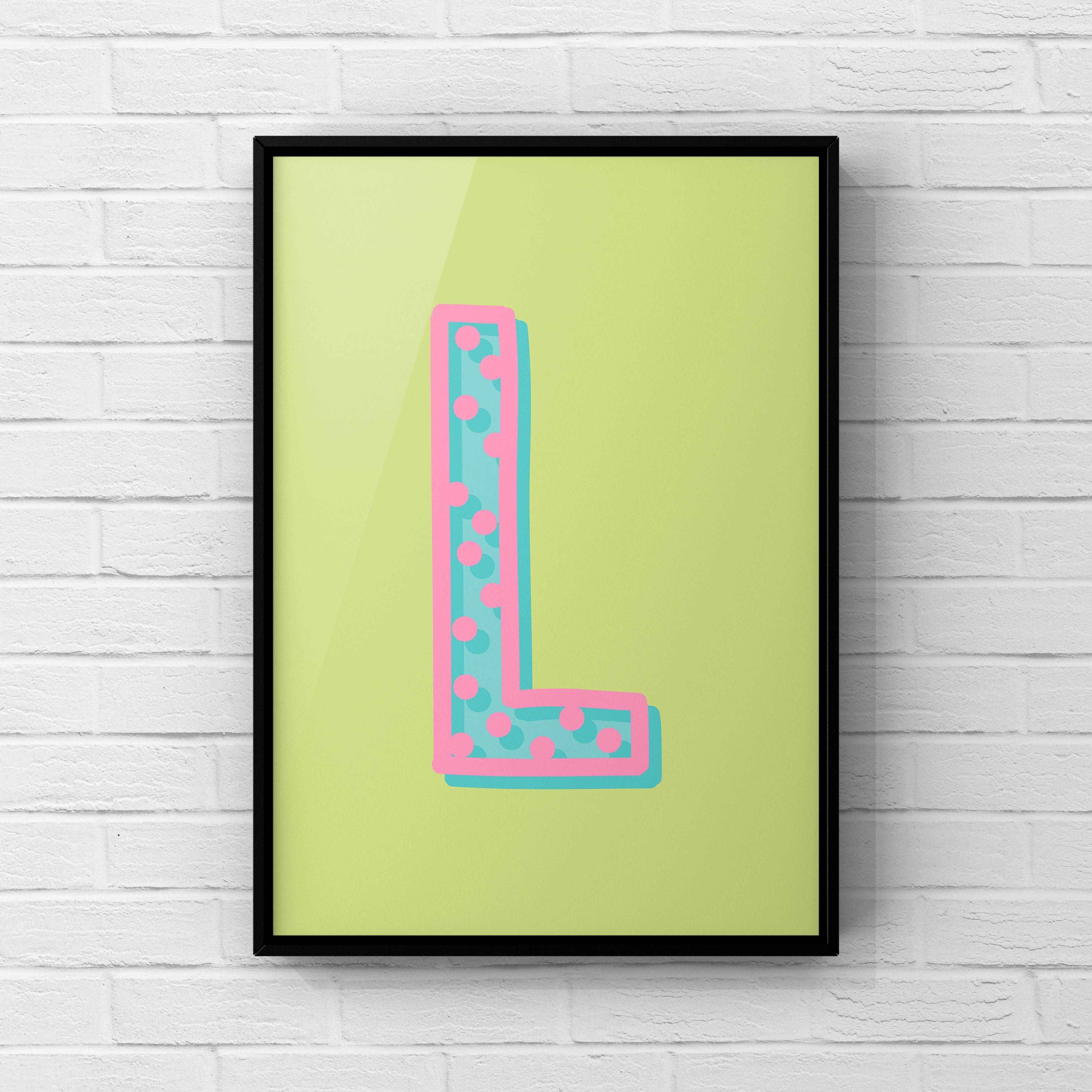 Letter / Initial Print - Green, Pink & Blue Polka Dot Posters, Prints, & Visual Artwork Pretty Average