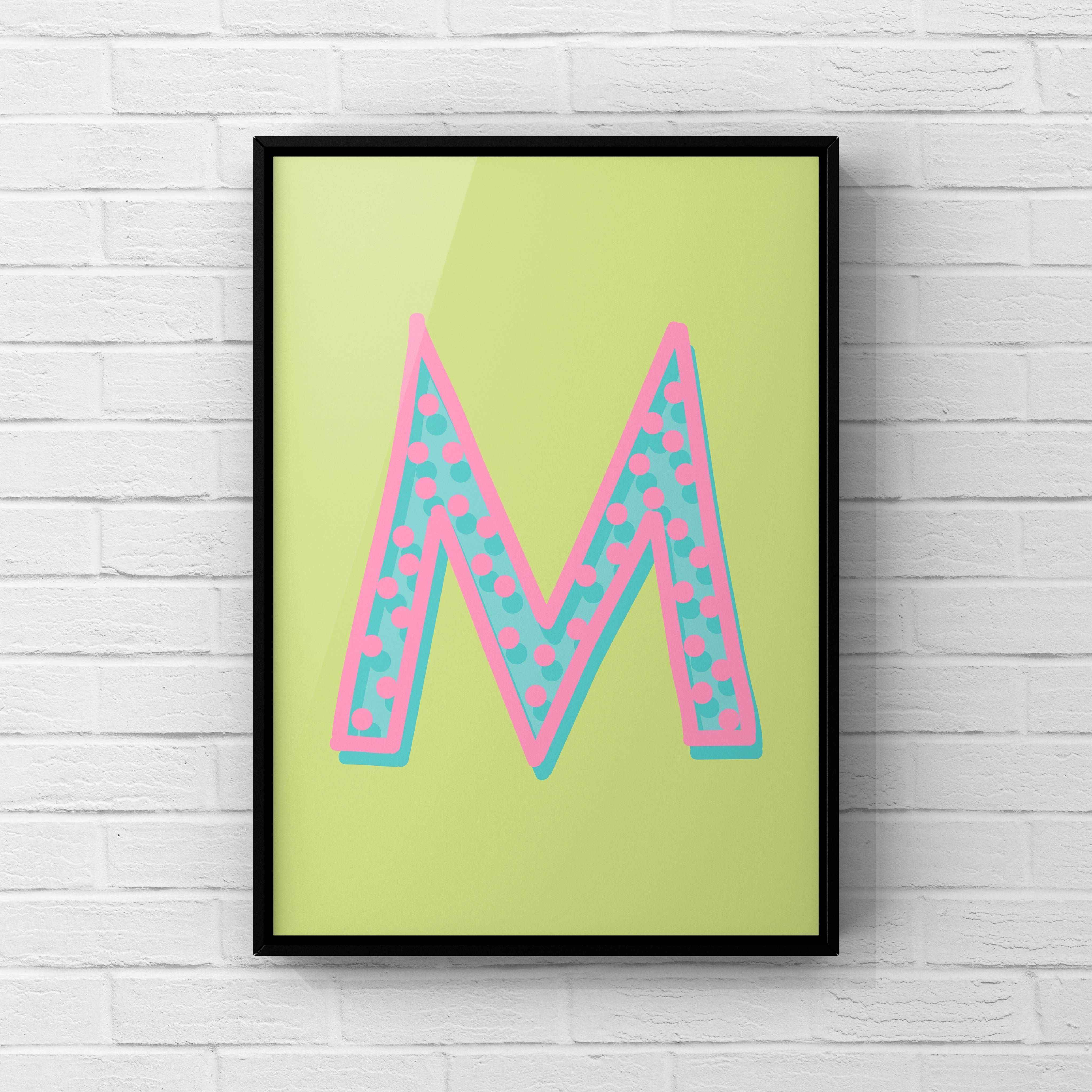 Letter / Initial Print - Green, Pink & Blue Polka Dot Posters, Prints, & Visual Artwork Pretty Average