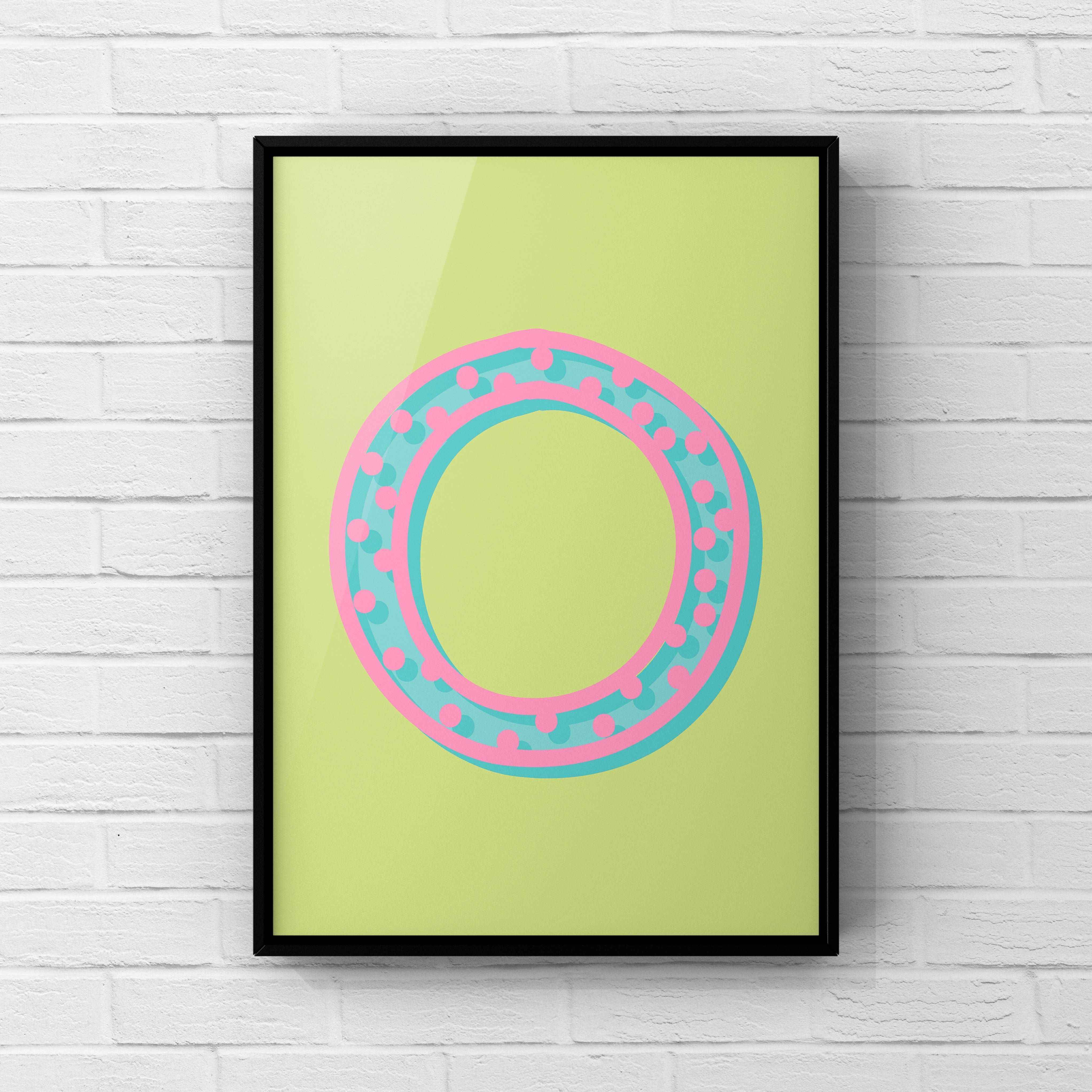 Letter / Initial Print - Green, Pink & Blue Polka Dot Posters, Prints, & Visual Artwork Pretty Average