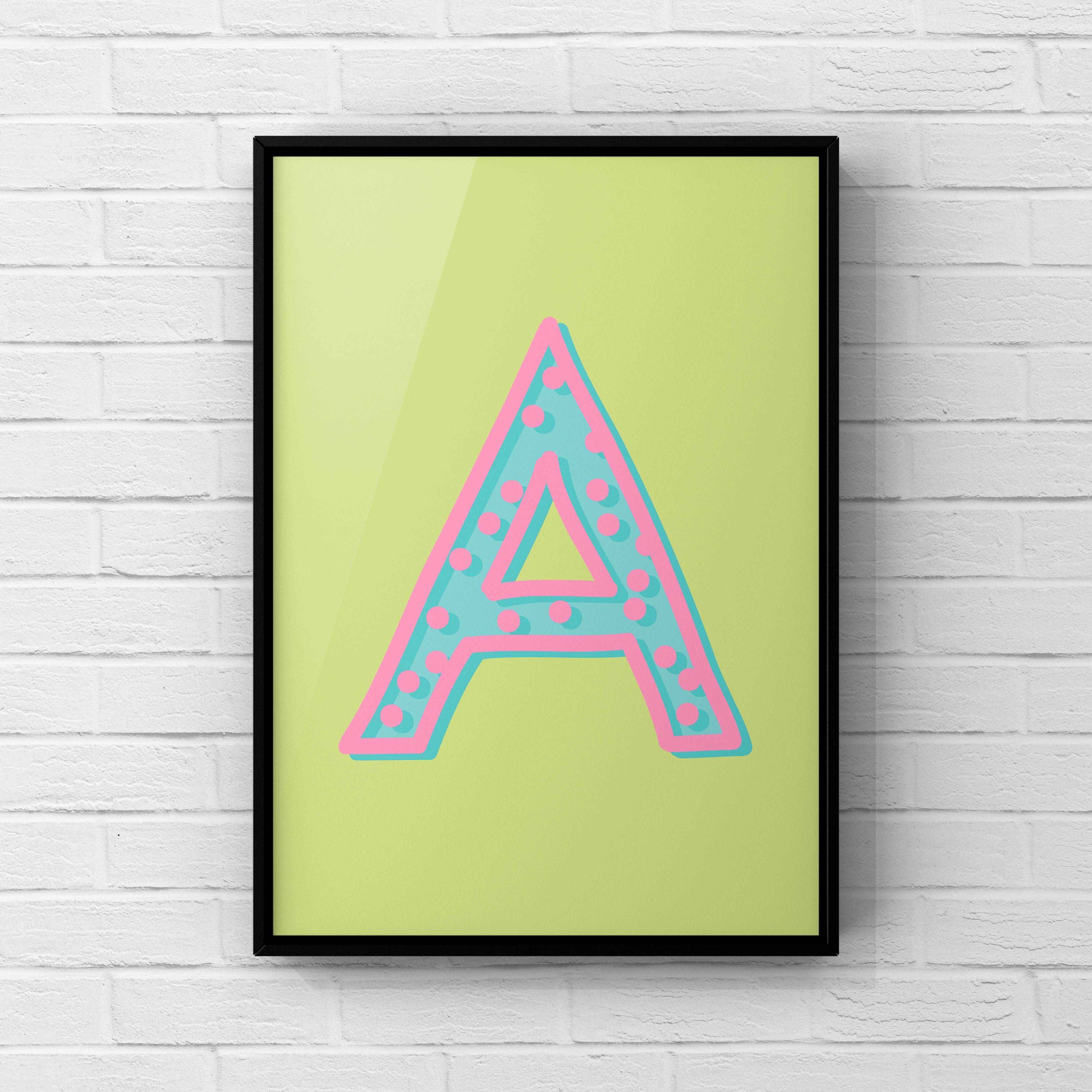 Letter / Initial Print - Green, Pink & Blue Polka Dot Posters, Prints, & Visual Artwork Pretty Average