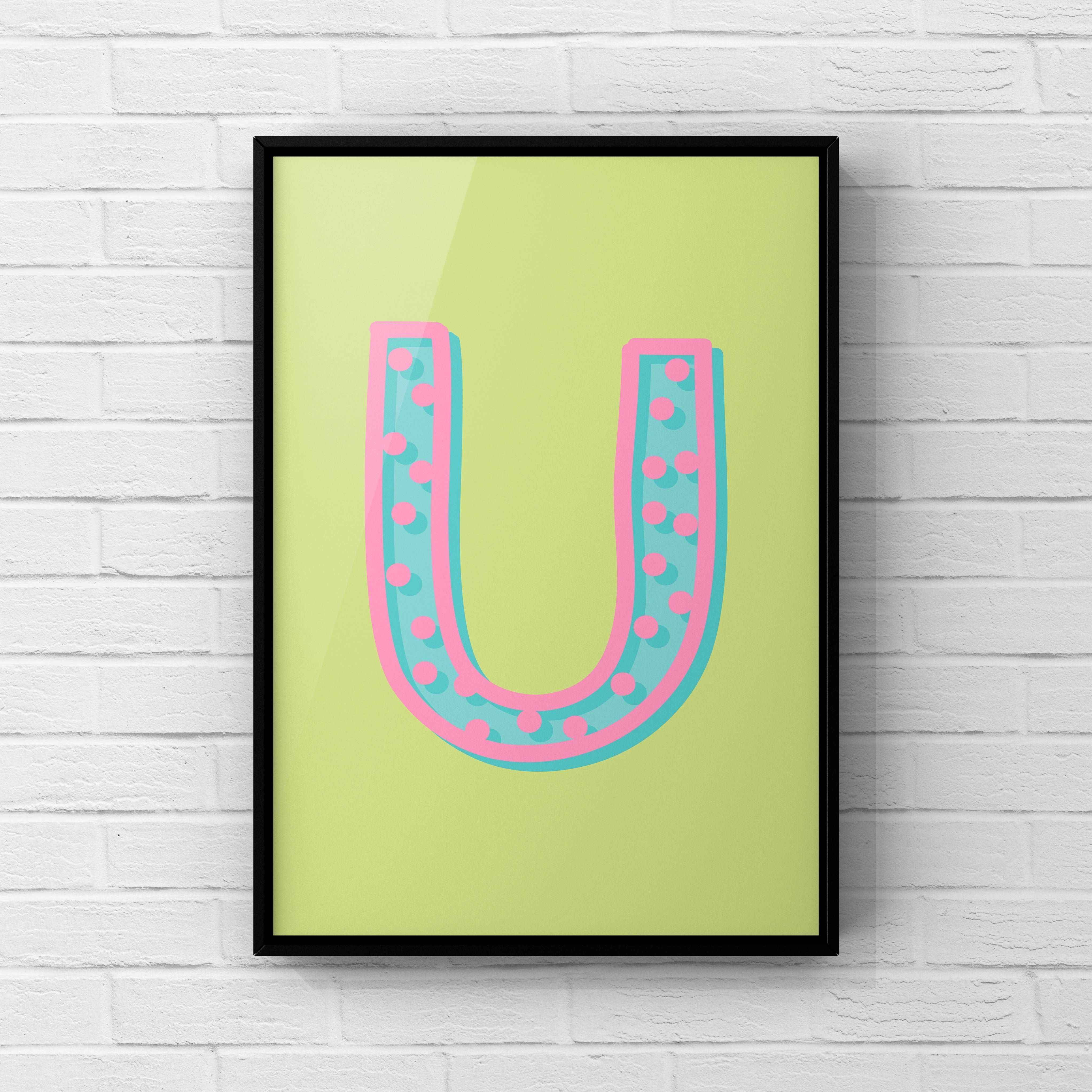 Letter / Initial Print - Green, Pink & Blue Polka Dot Posters, Prints, & Visual Artwork Pretty Average