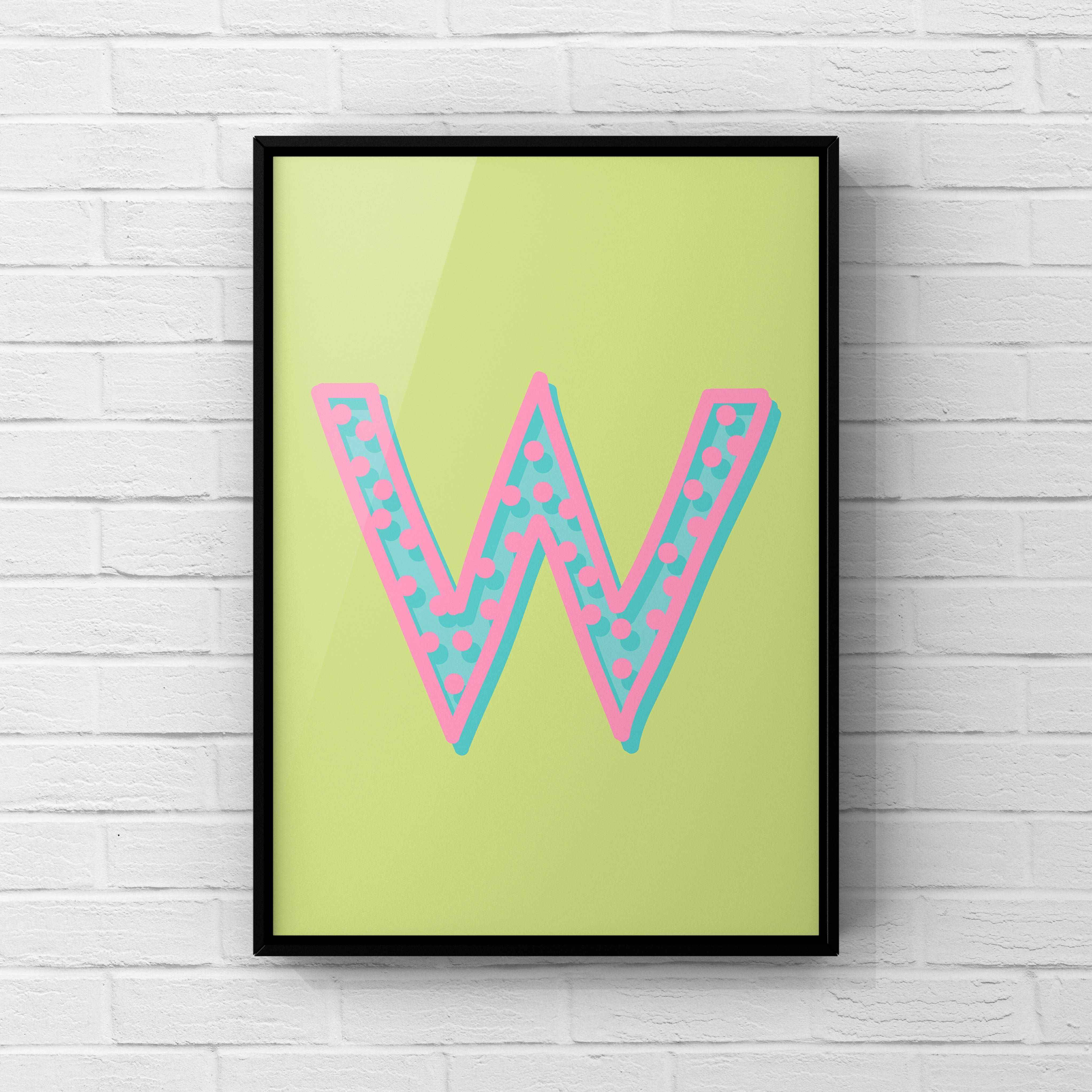 Letter / Initial Print - Green, Pink & Blue Polka Dot Posters, Prints, & Visual Artwork Pretty Average