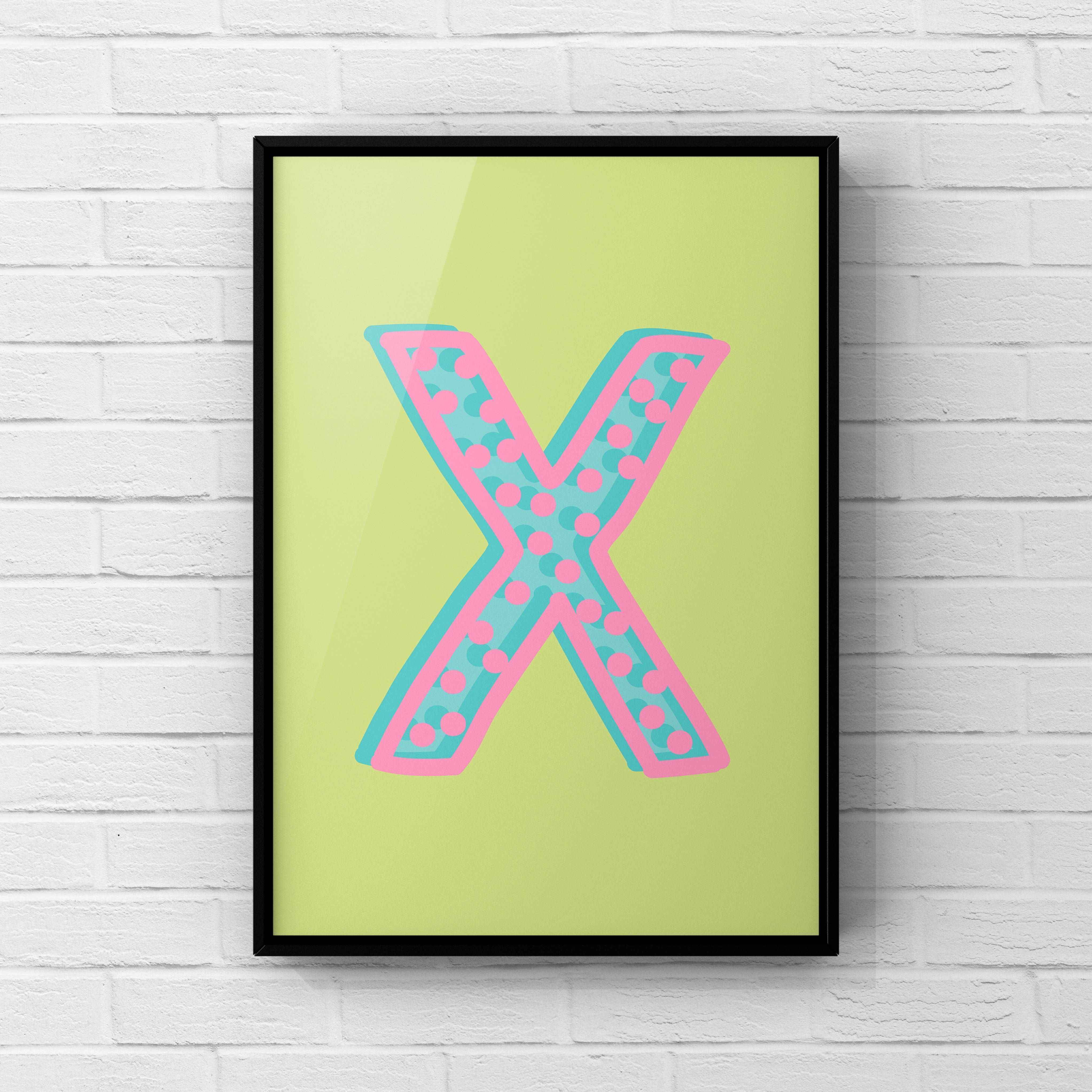 Letter / Initial Print - Green, Pink & Blue Polka Dot Posters, Prints, & Visual Artwork Pretty Average