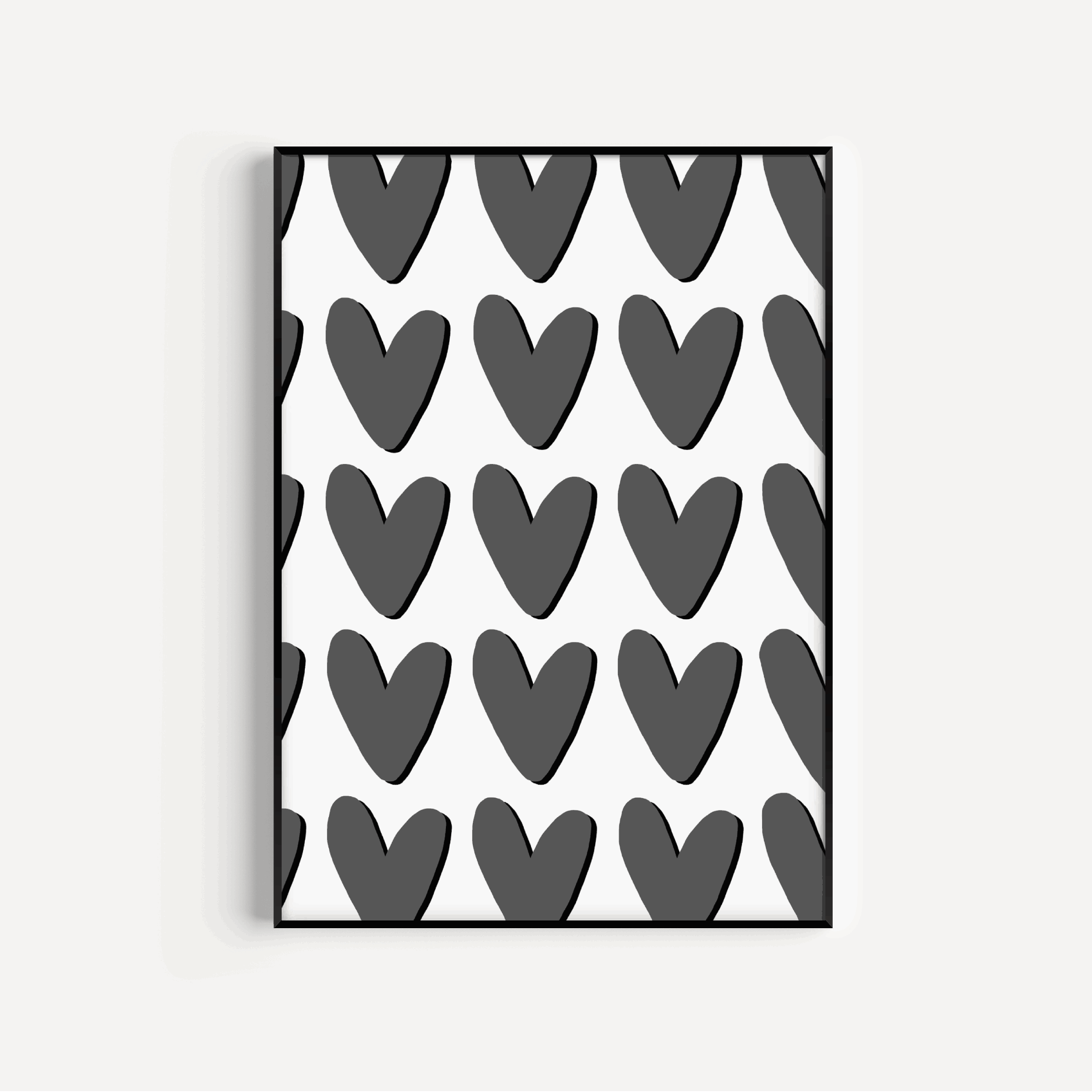 Hearts Print - Grey Posters, Prints, & Visual Artwork Pretty Average