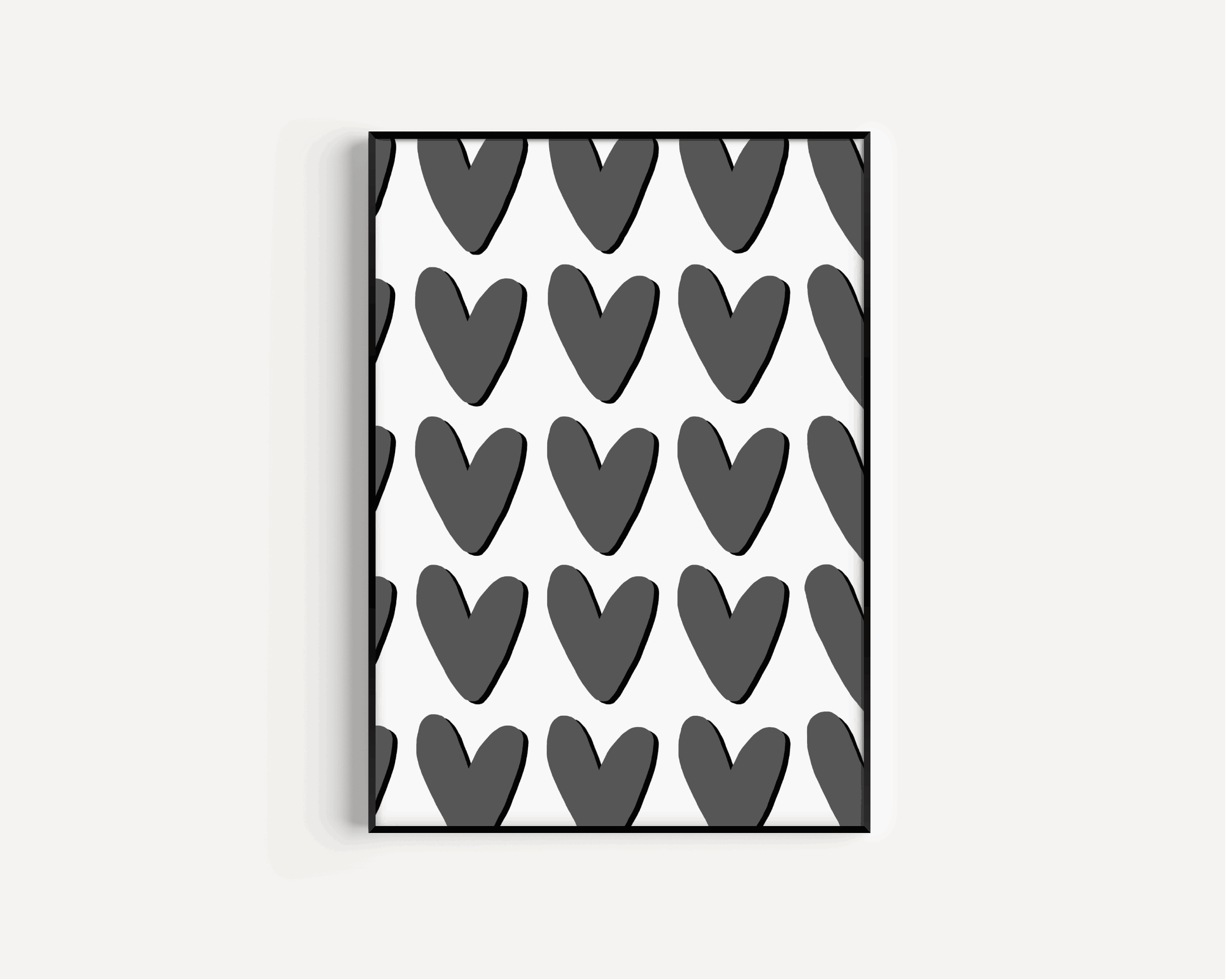 Hearts Print - Grey Posters, Prints, & Visual Artwork Pretty Average