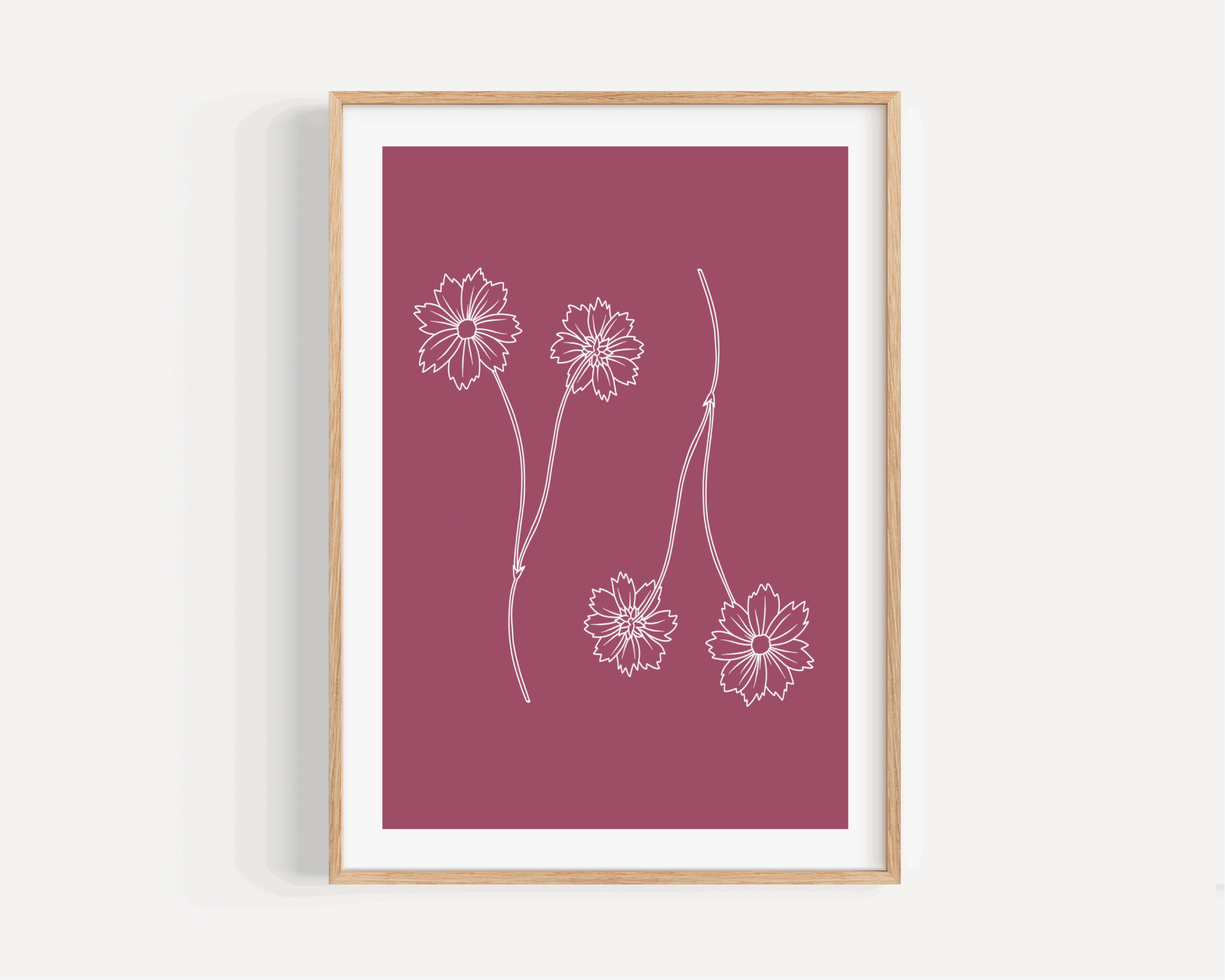 Berry Pink Wildflowers Print Posters, Prints, & Visual Artwork Pretty Average