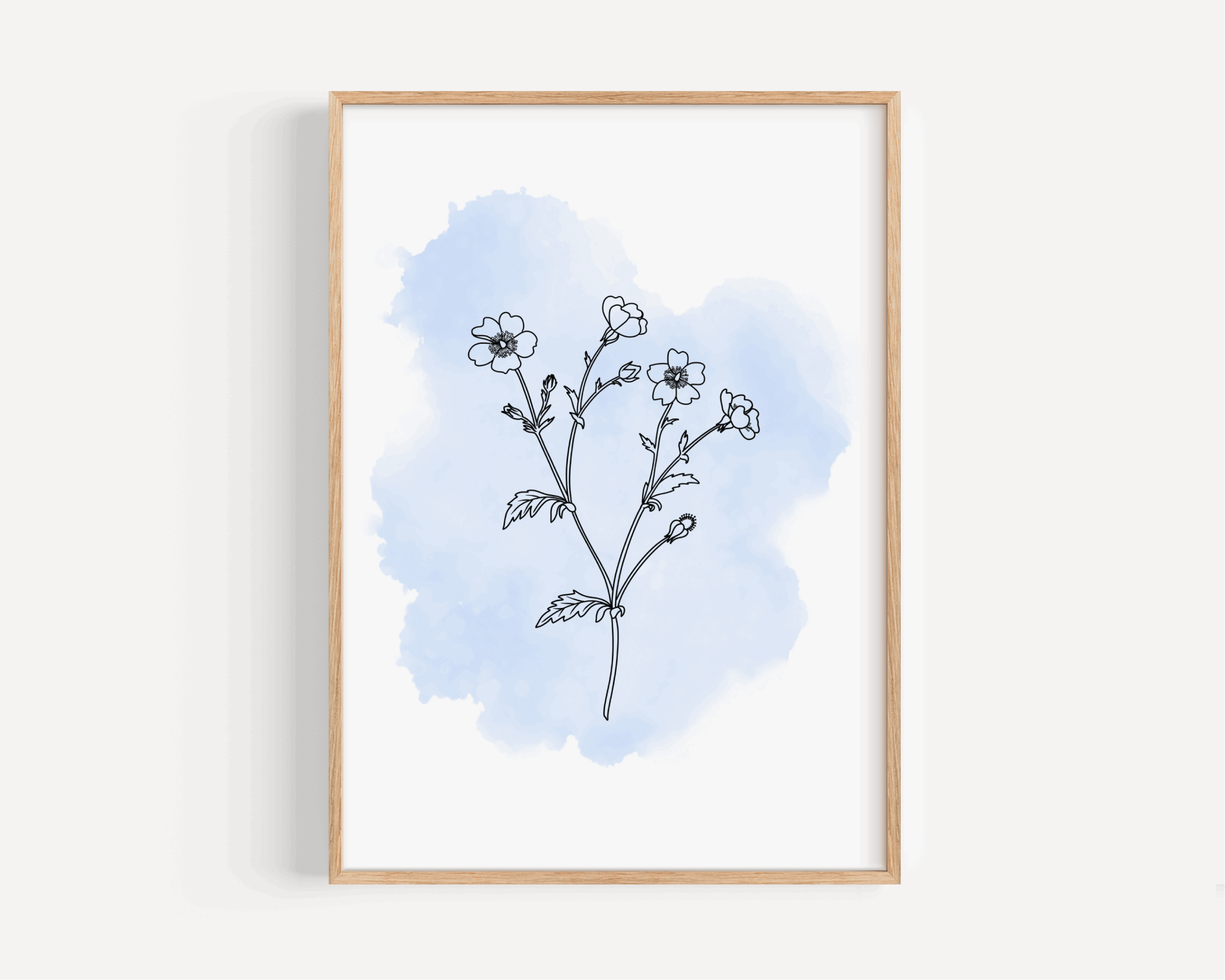 Blue Watercolour Wildflower Print Posters, Prints, & Visual Artwork Pretty Average