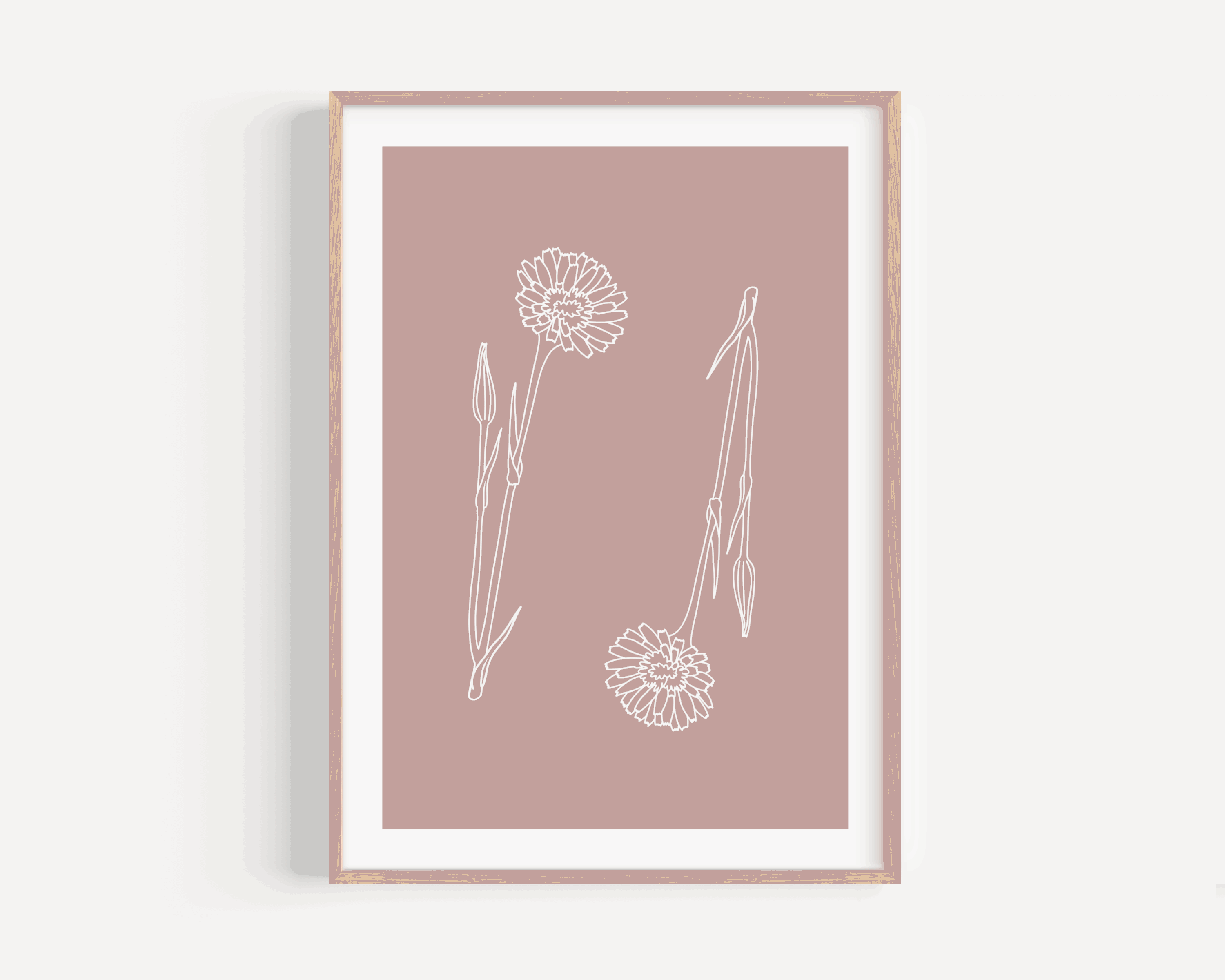 Dusky Pink Wildflowers Print Posters, Prints, & Visual Artwork Pretty Average