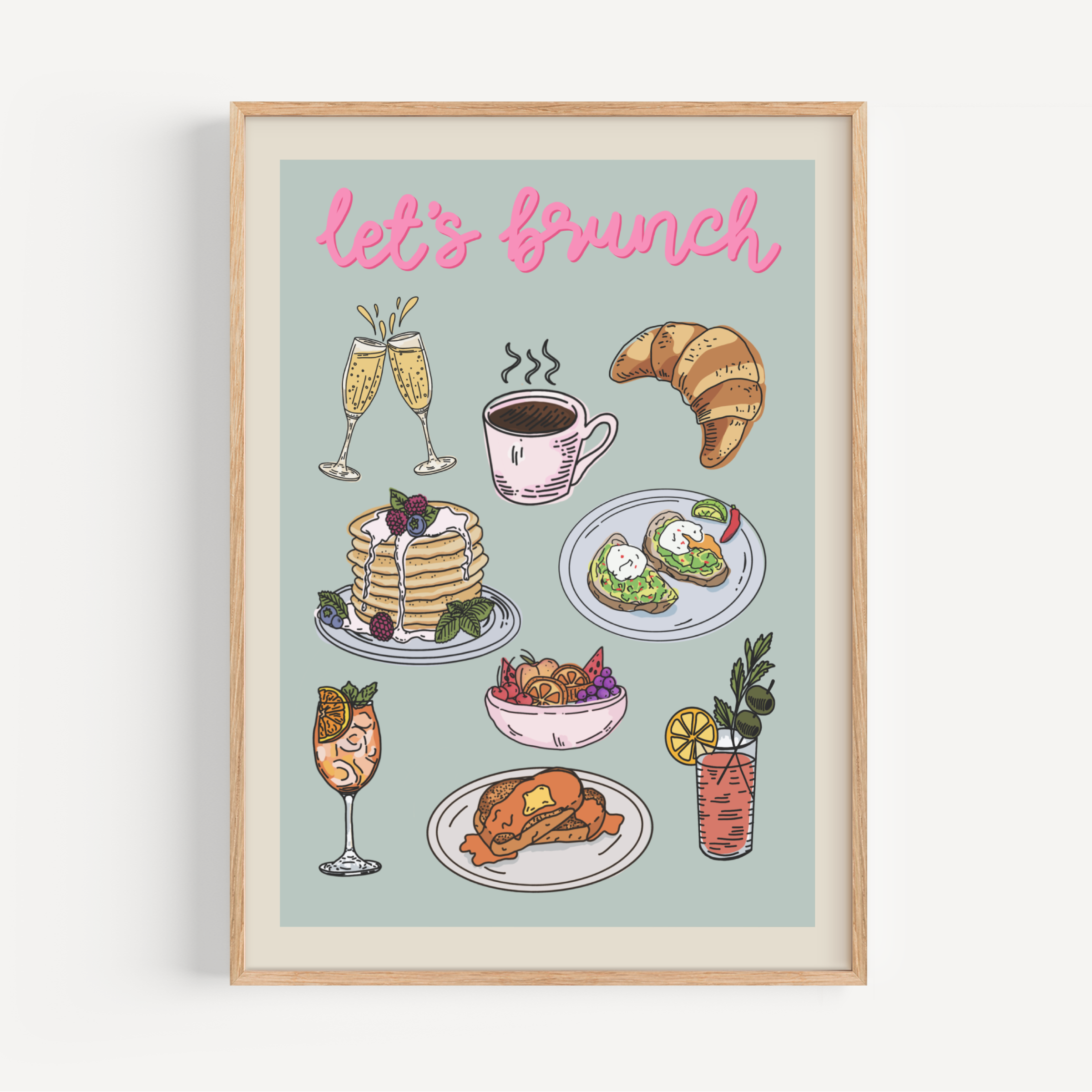 Let’s Brunch - Illustrated Print Posters, Prints, & Visual Artwork Pretty Average