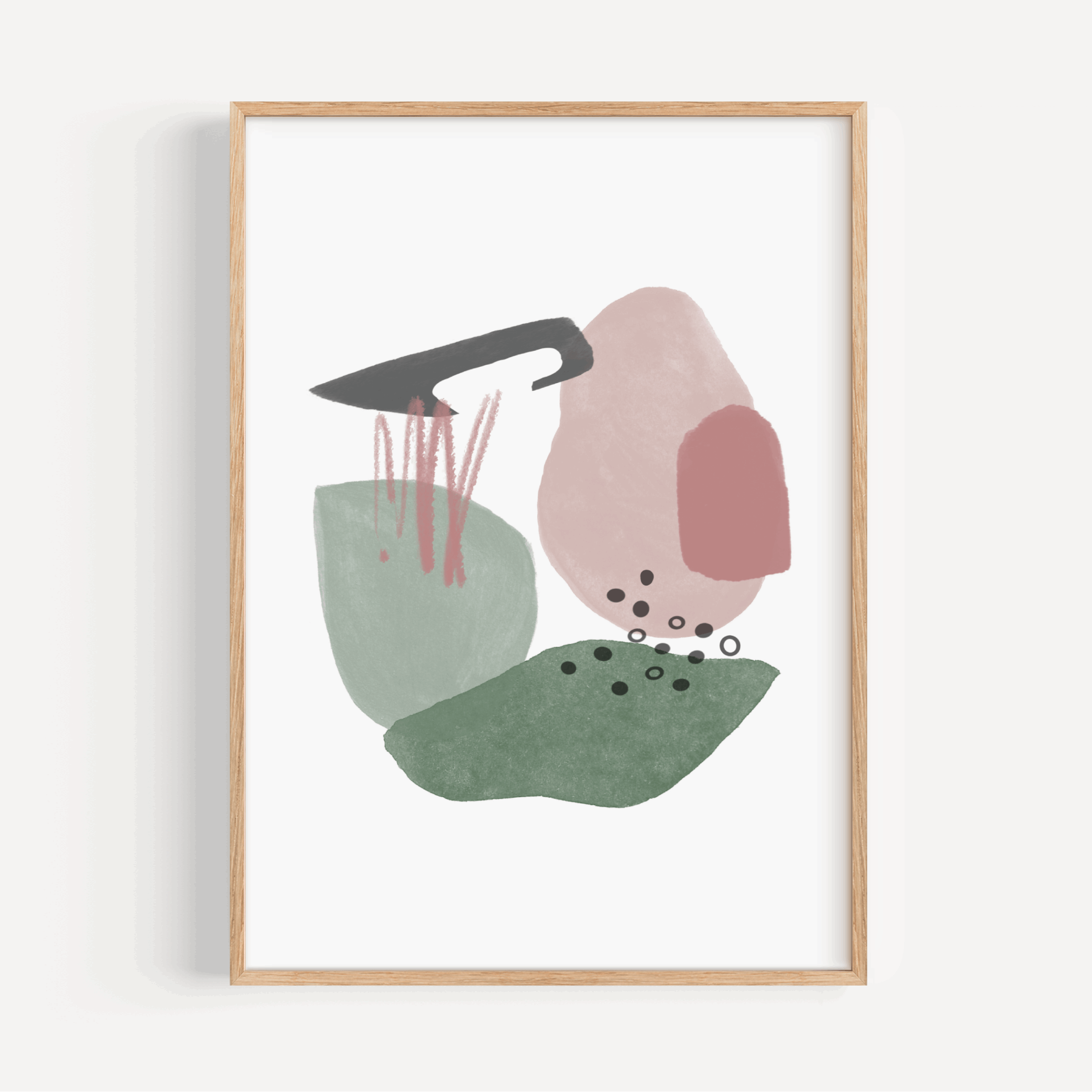 Emerald Green & Pink Abstract Shapes Print Bundle - Set of Two Prints Posters, Prints, & Visual Artwork Pretty Average