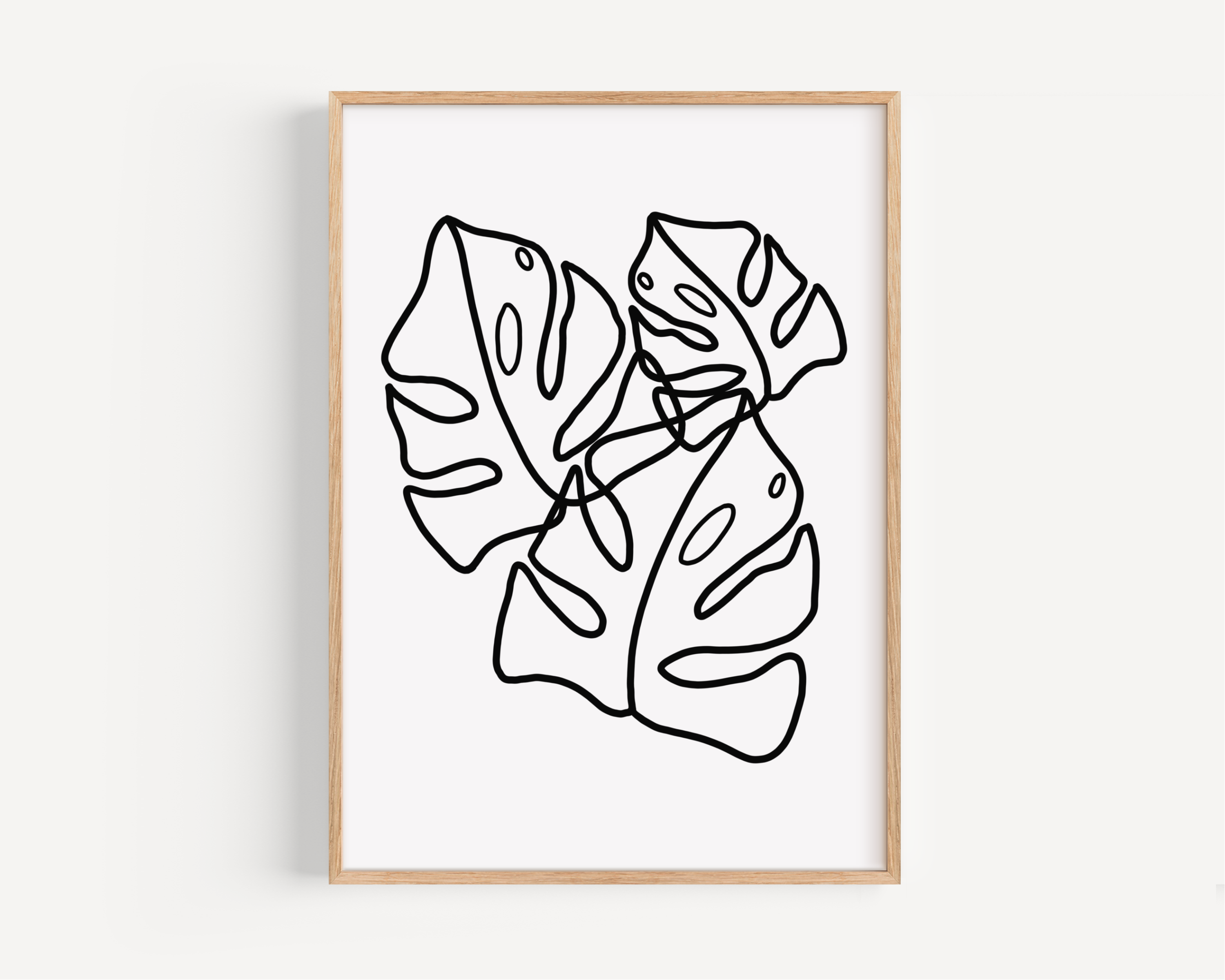 Monstera Line Drawing Print - Three Leaves Posters, Prints, & Visual Artwork Pretty Average