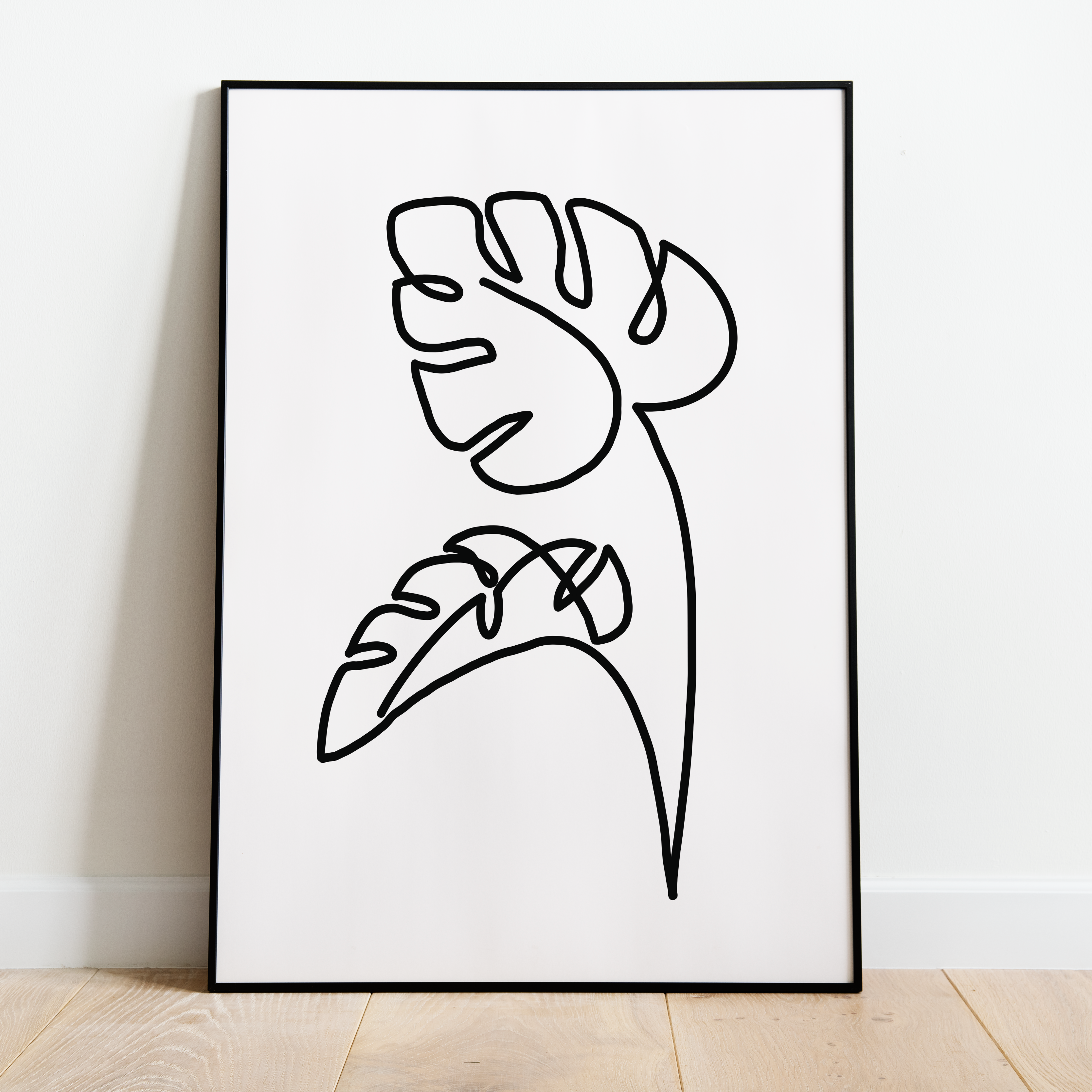 Monstera Leaves Line Drawing Print - Duo Branch Posters, Prints, & Visual Artwork Pretty Average