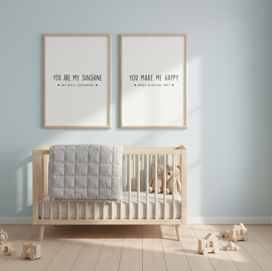 You Are My Sunshine, You Make Me Happy When Skies Are Grey - Two Print Bundle Posters, Prints, & Visual Artwork Pretty Average