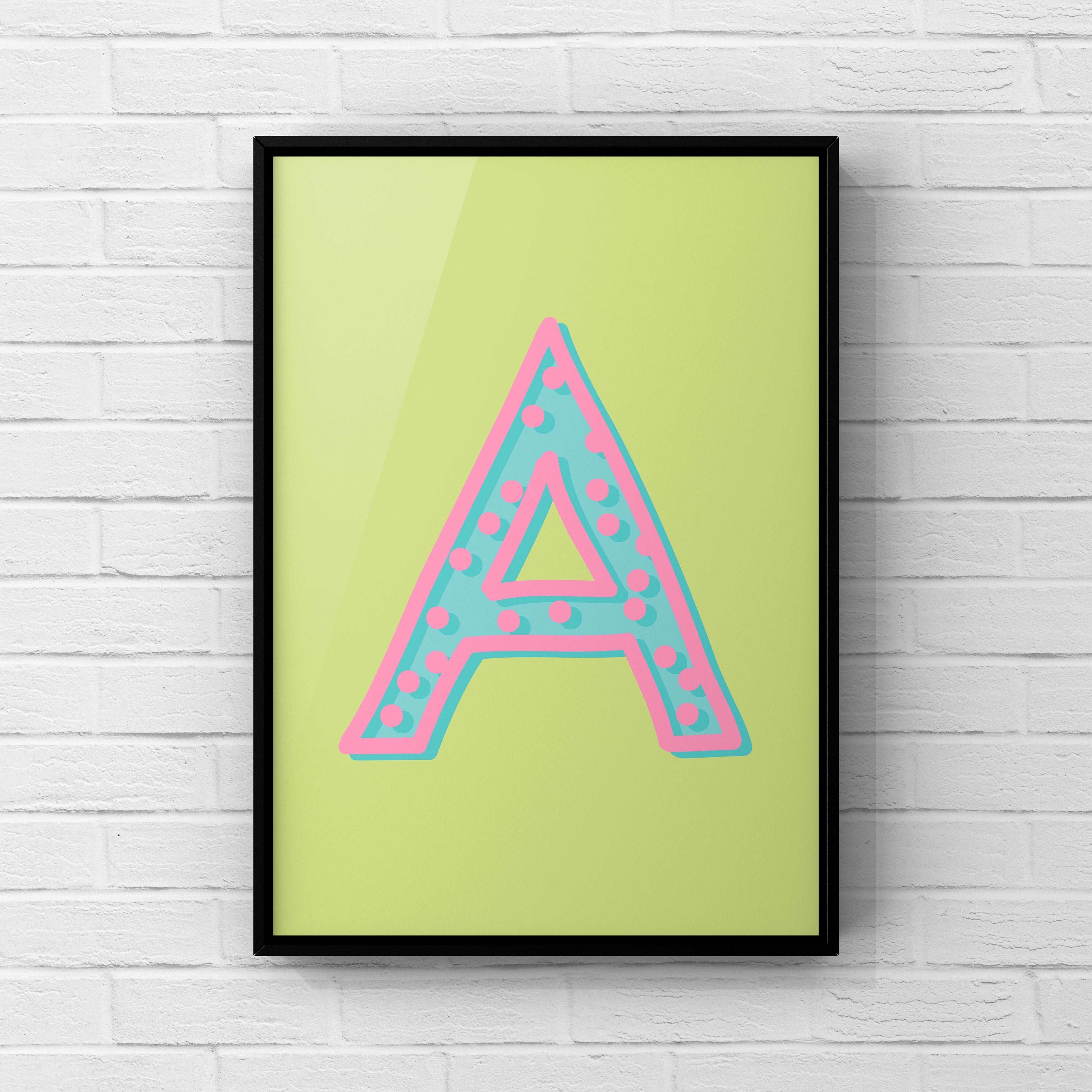 Letter / Initial Print - Green, Pink & Blue Polka Dot Posters, Prints, & Visual Artwork Pretty Average