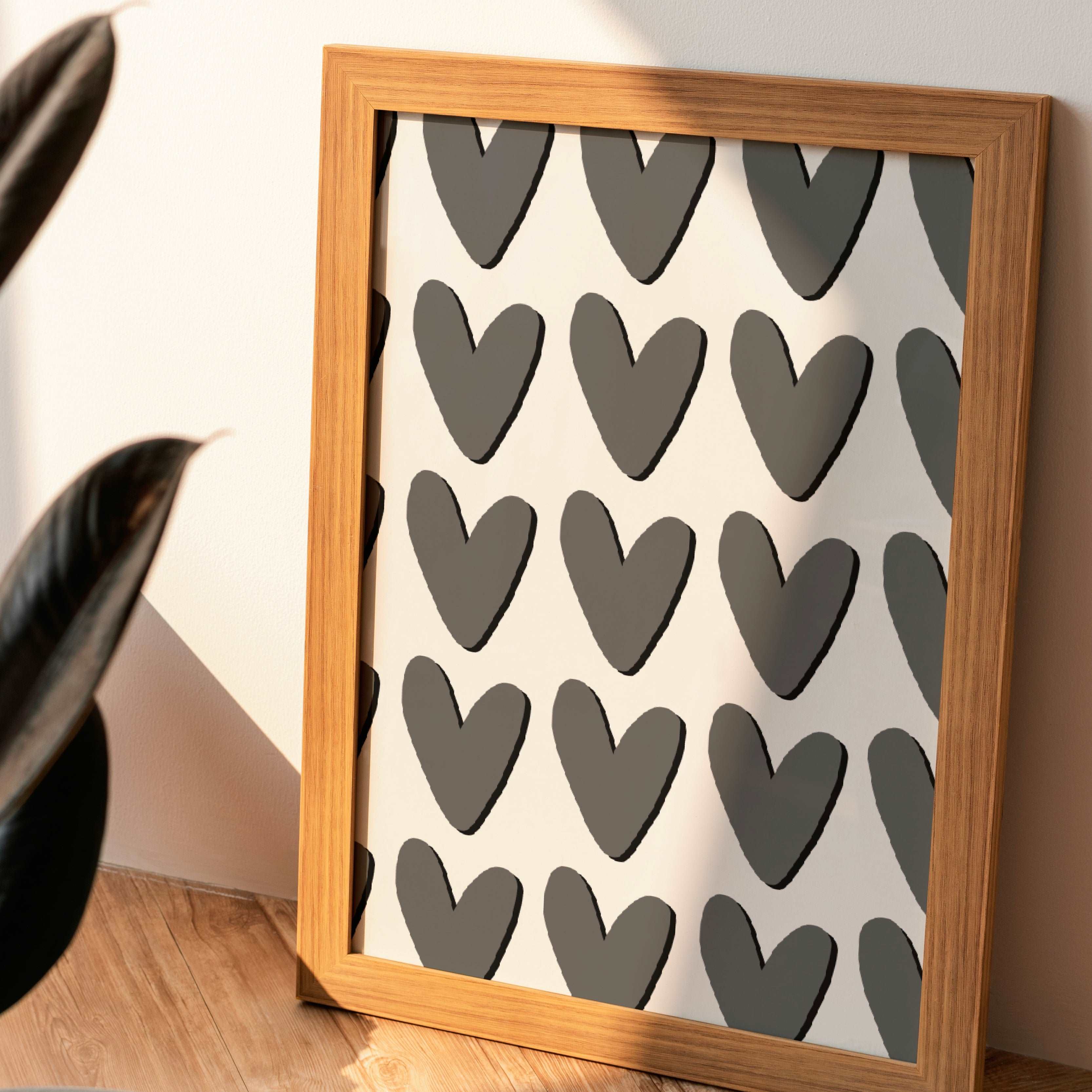 Hearts Print - Grey Posters, Prints, & Visual Artwork Pretty Average
