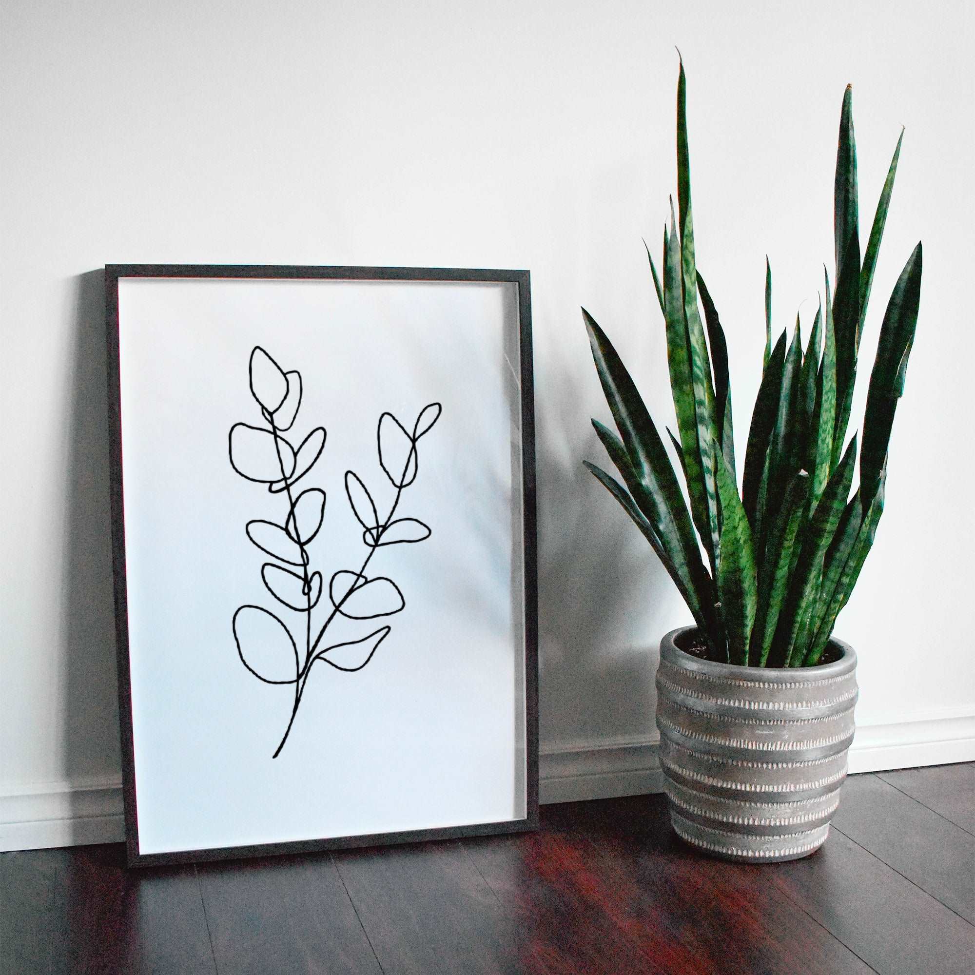 Eucalyptus Branch Line Drawing Print - Duo Branch Posters, Prints, & Visual Artwork Pretty Average