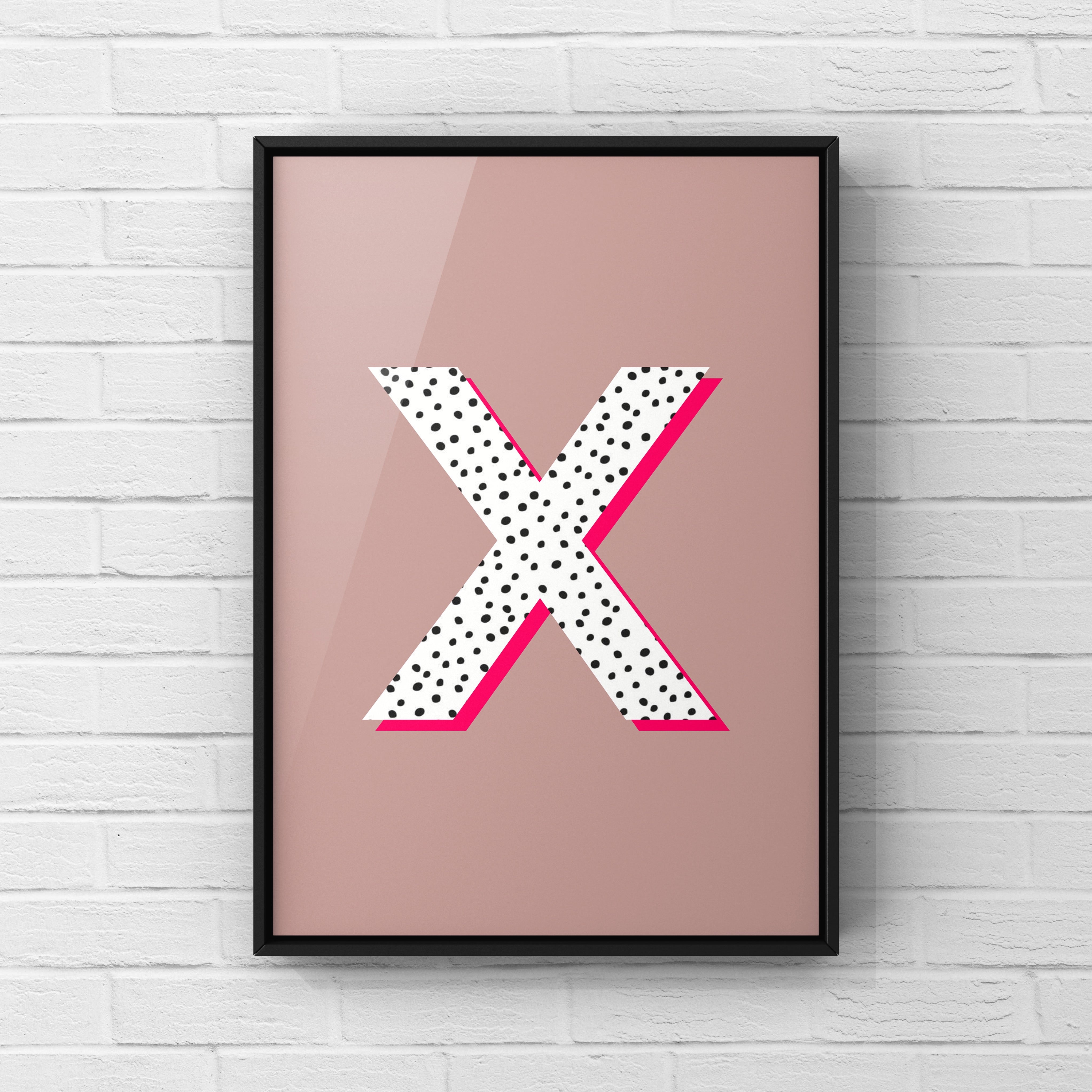 Letter / Initial Print - Polka Dots & Pink Posters, Prints, & Visual Artwork Pretty Average