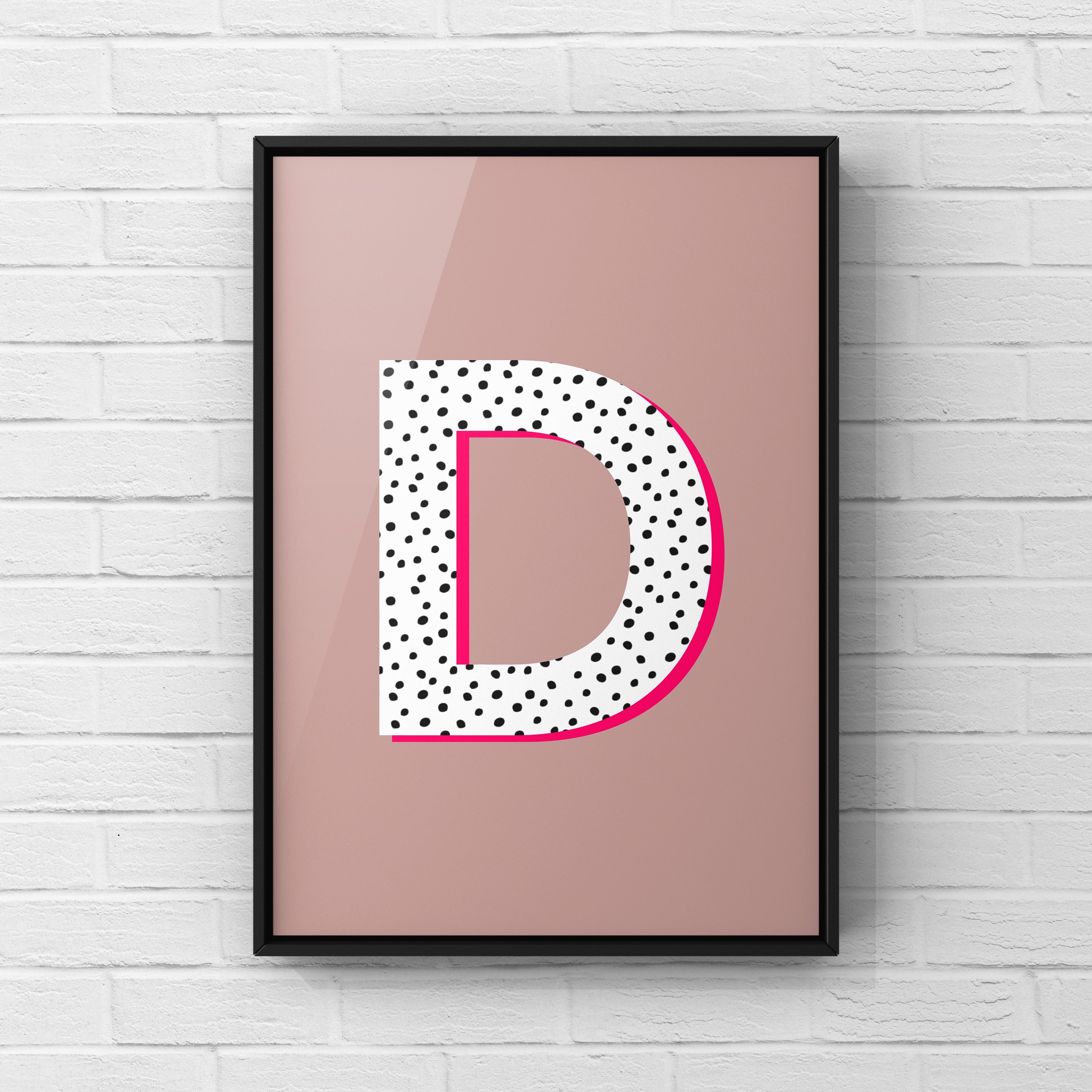 Letter / Initial Print - Polka Dots & Pink Posters, Prints, & Visual Artwork Pretty Average