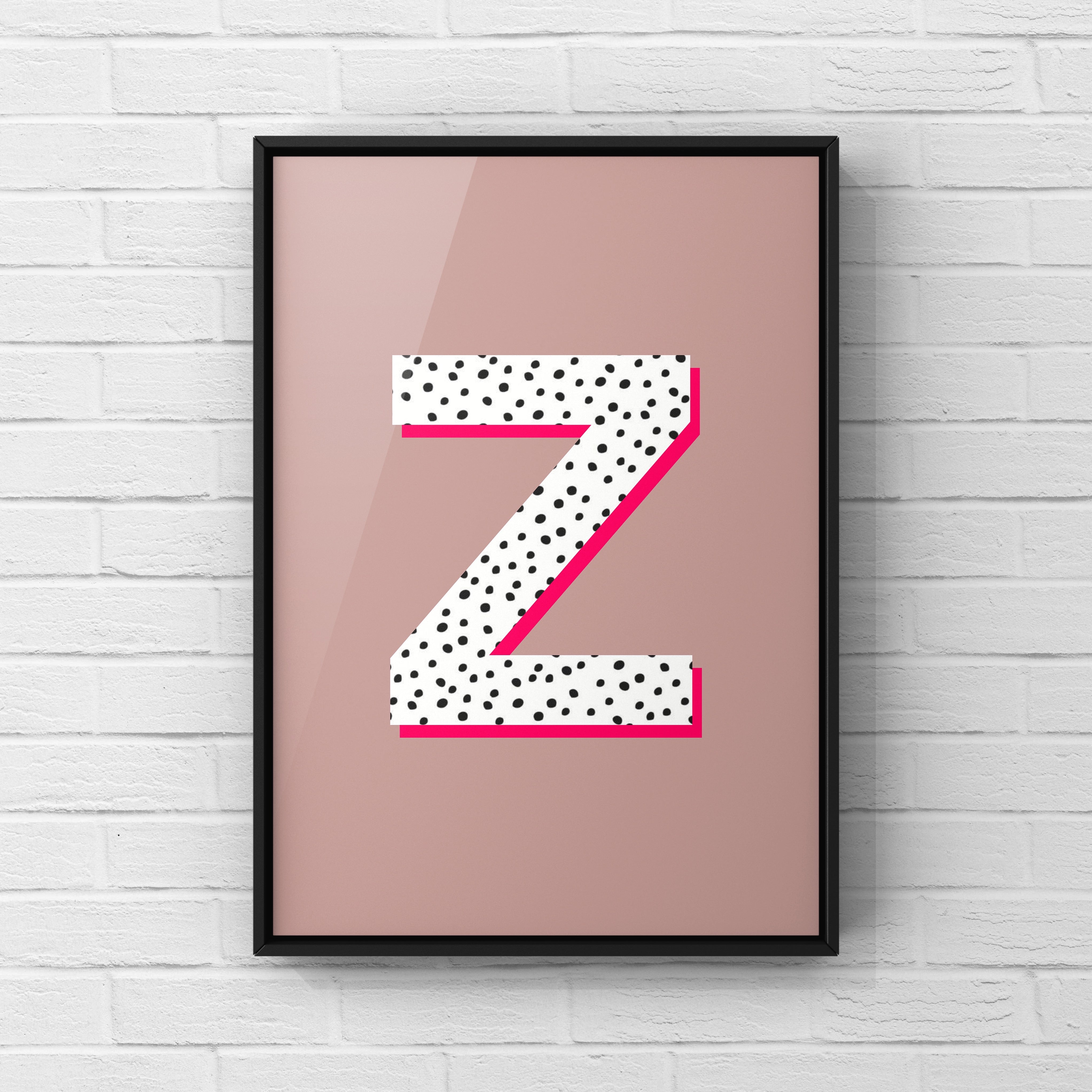 Letter / Initial Print - Polka Dots & Pink Posters, Prints, & Visual Artwork Pretty Average