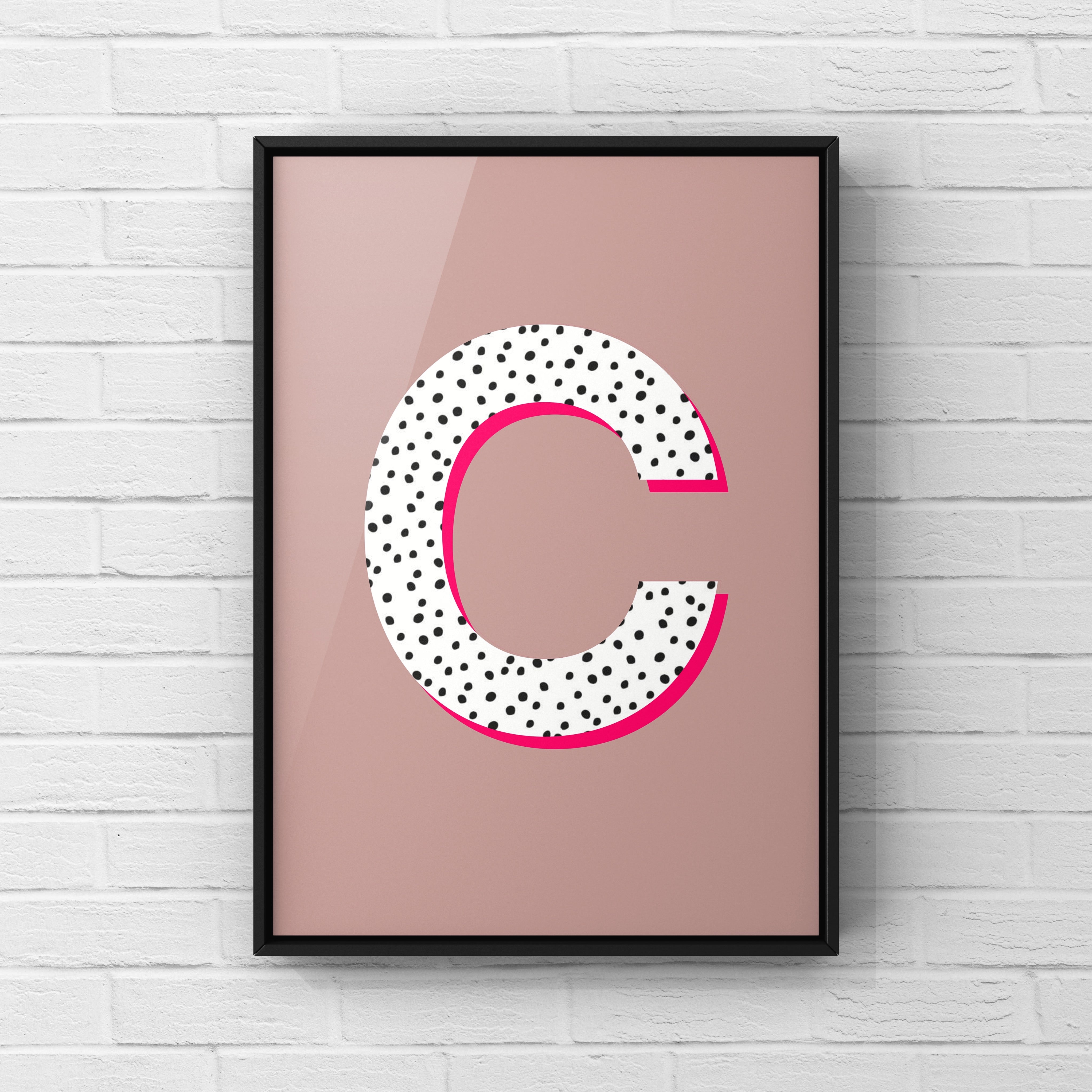 Letter / Initial Print - Polka Dots & Pink Posters, Prints, & Visual Artwork Pretty Average
