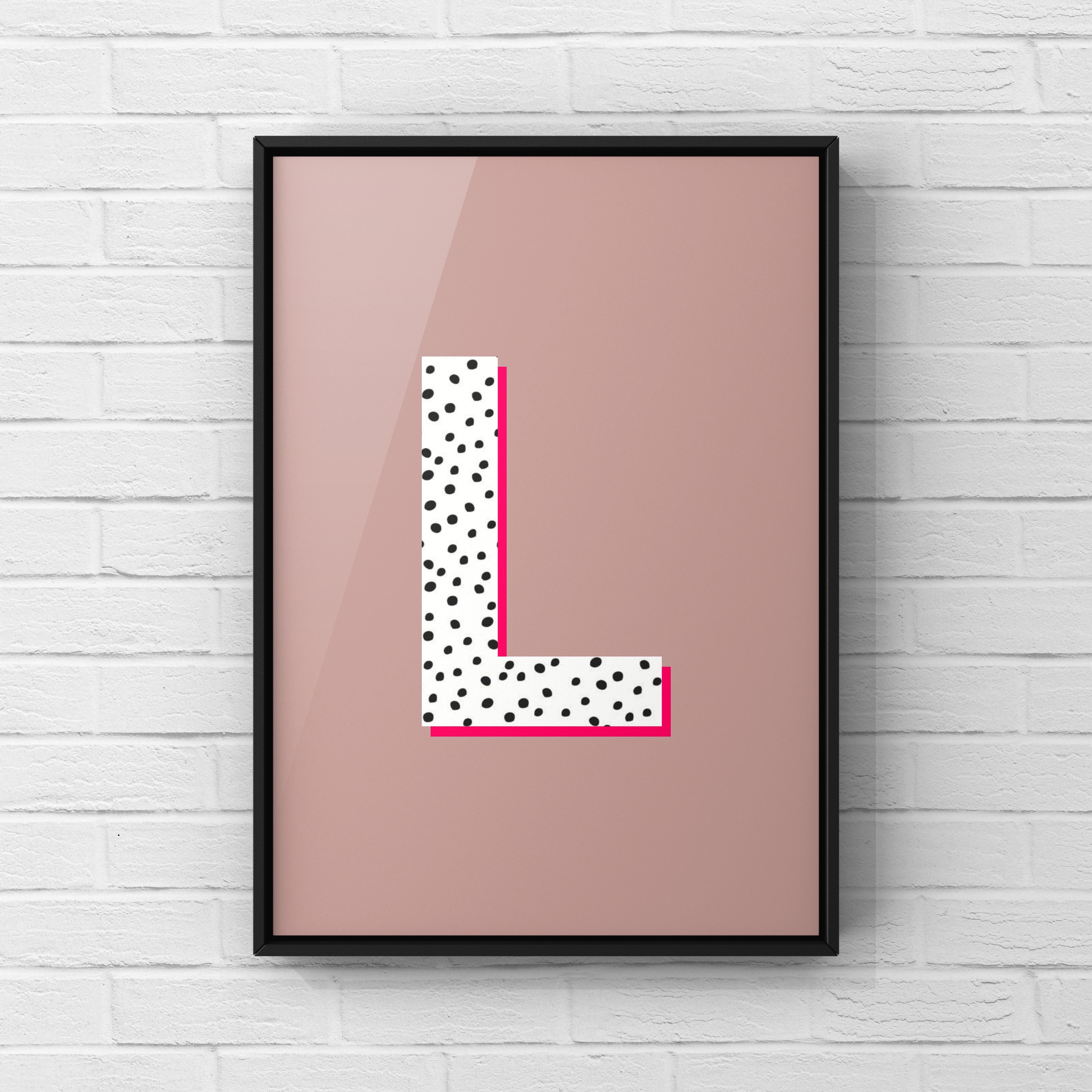 Letter / Initial Print - Polka Dots & Pink Posters, Prints, & Visual Artwork Pretty Average