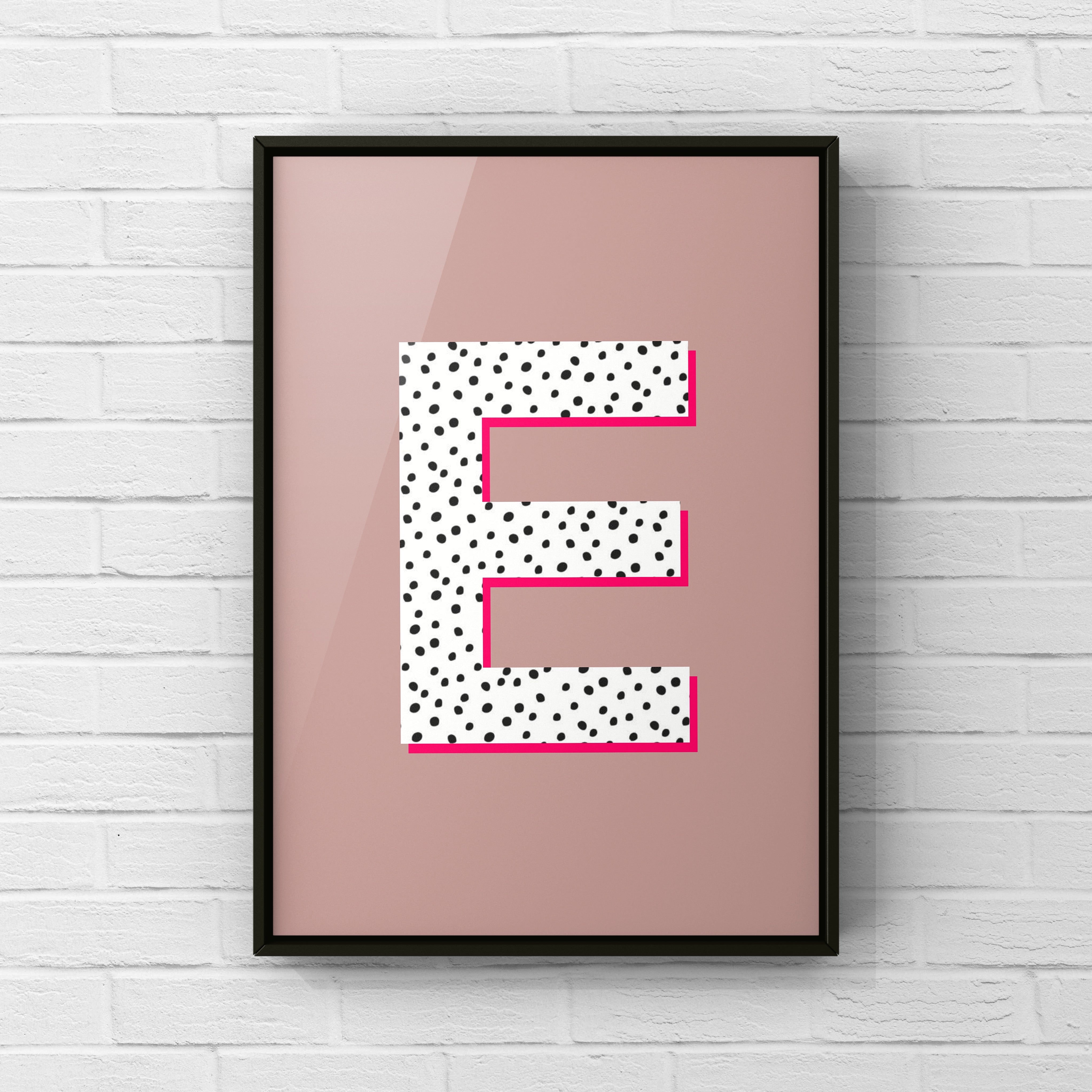 Letter / Initial Print - Polka Dots & Pink Posters, Prints, & Visual Artwork Pretty Average