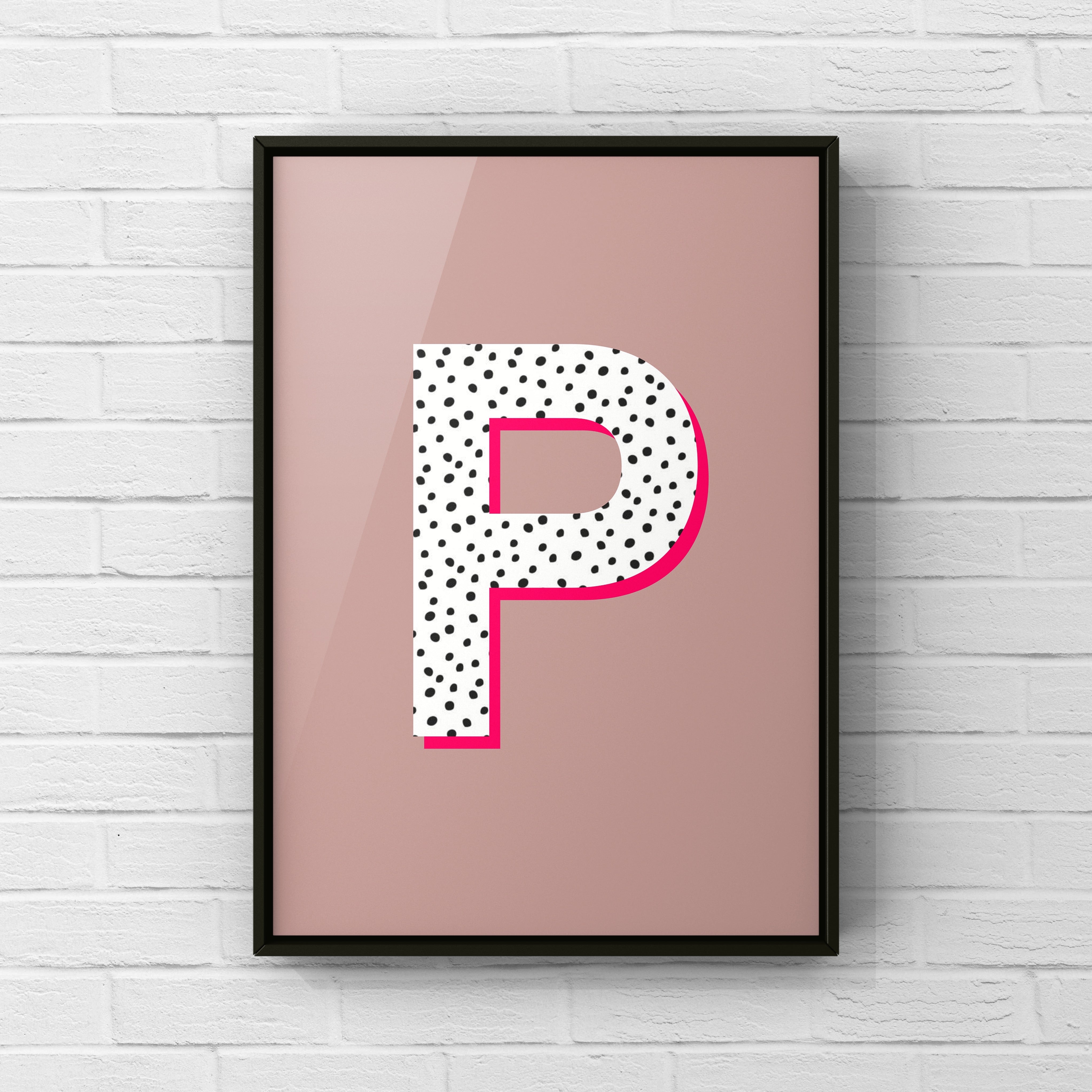 Letter / Initial Print - Polka Dots & Pink Posters, Prints, & Visual Artwork Pretty Average