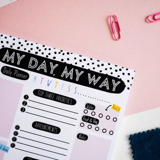 A5 Daily Planner Notepad. My Day My Way. Pretty Average Prints