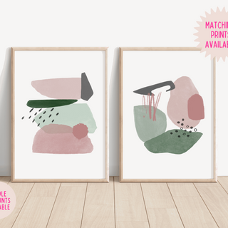 Abstract Shapes Print - Emerald Green & Blush Pink (DESIGN ONE) Posters, Prints, & Visual Artwork Pretty Average