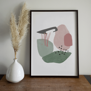 Abstract Shapes Print - Emerald Green & Blush Pink (DESIGN TWO) Posters, Prints, & Visual Artwork Pretty Average