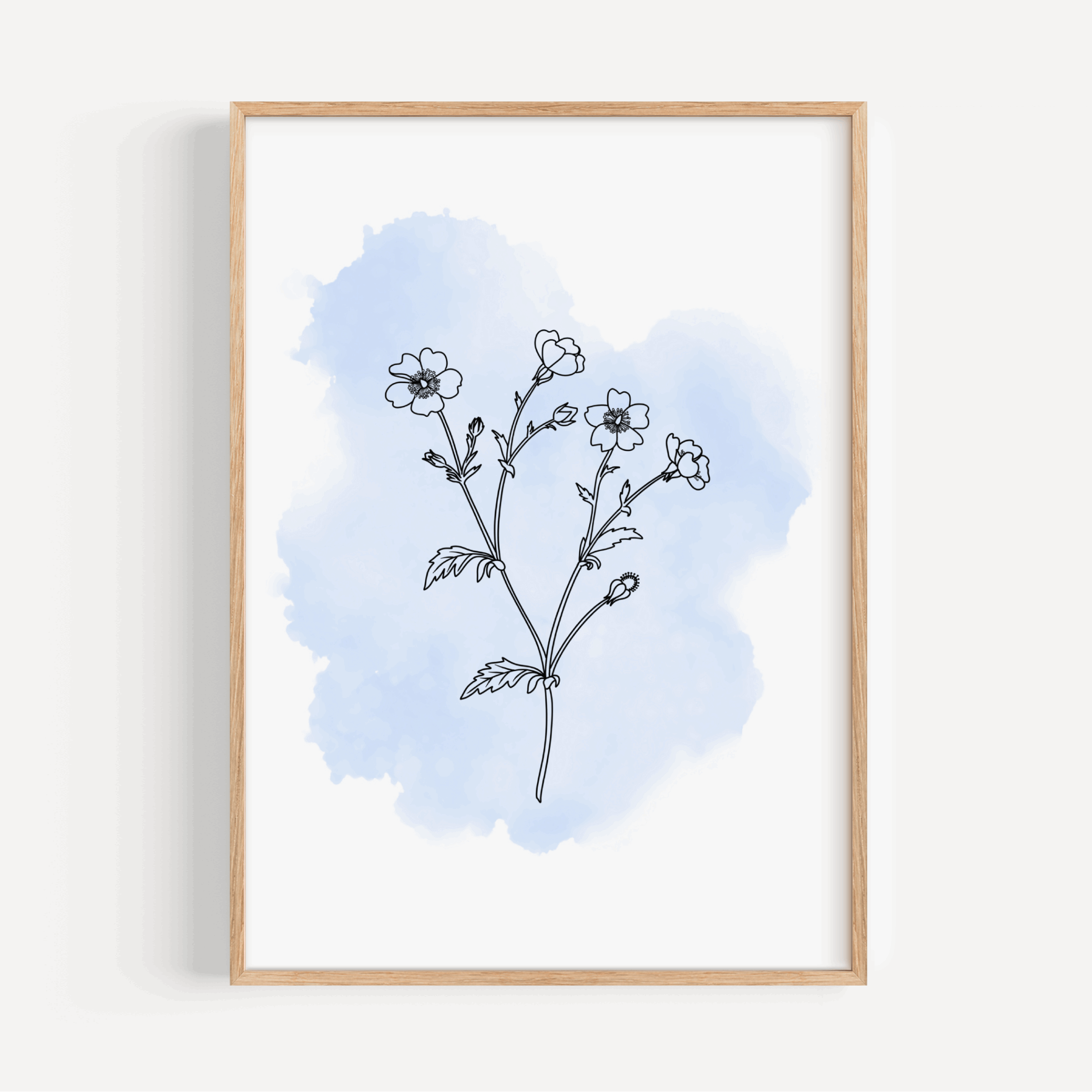 Blue Watercolour Wildflower Print Posters, Prints, & Visual Artwork Pretty Average