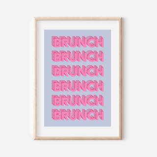 Brunch Brunch Brunch Print Posters, Prints, & Visual Artwork Pretty Average 4x6" Blue and Pink