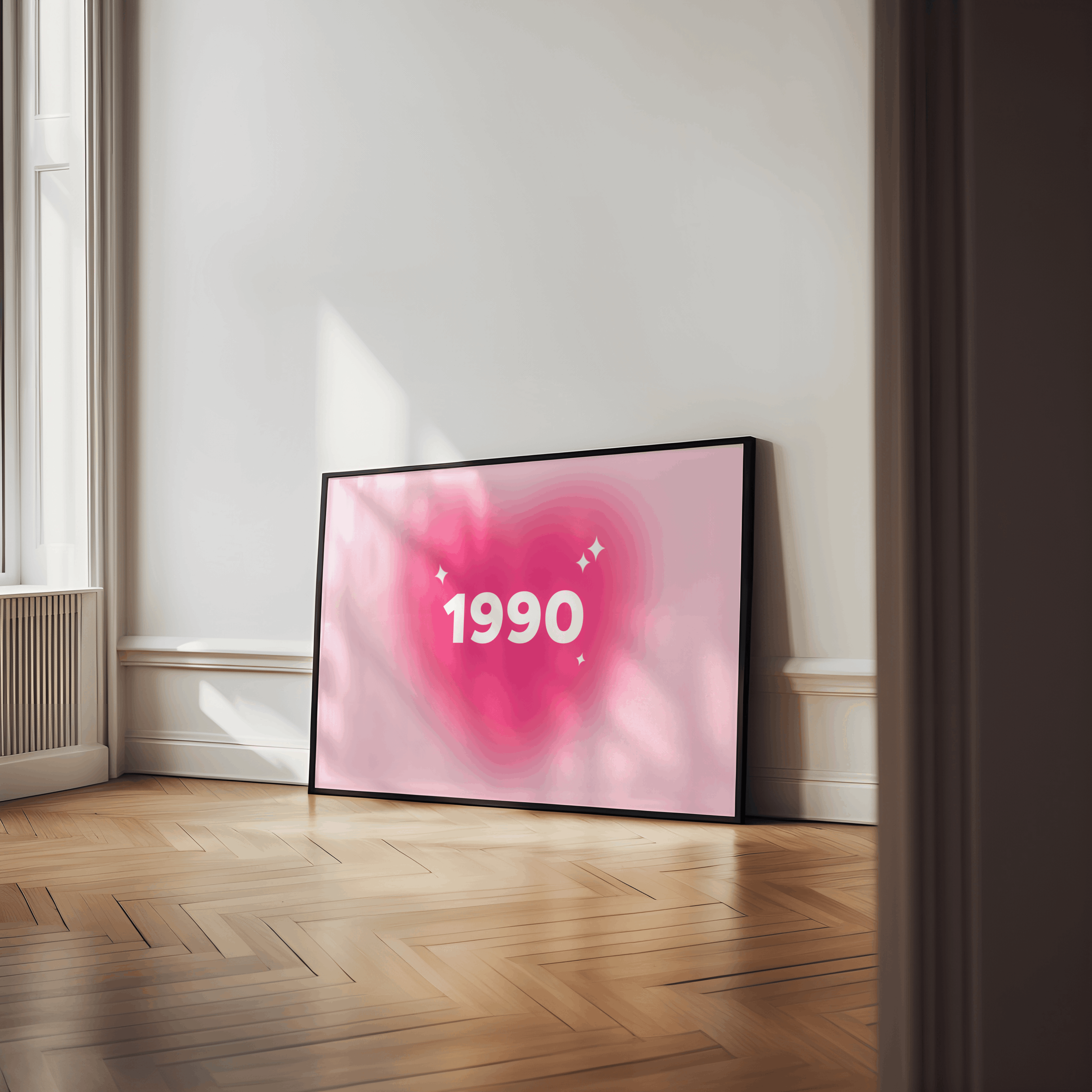 Year Print - Pink Heart Print Posters, Prints, & Visual Artwork Pretty Average   