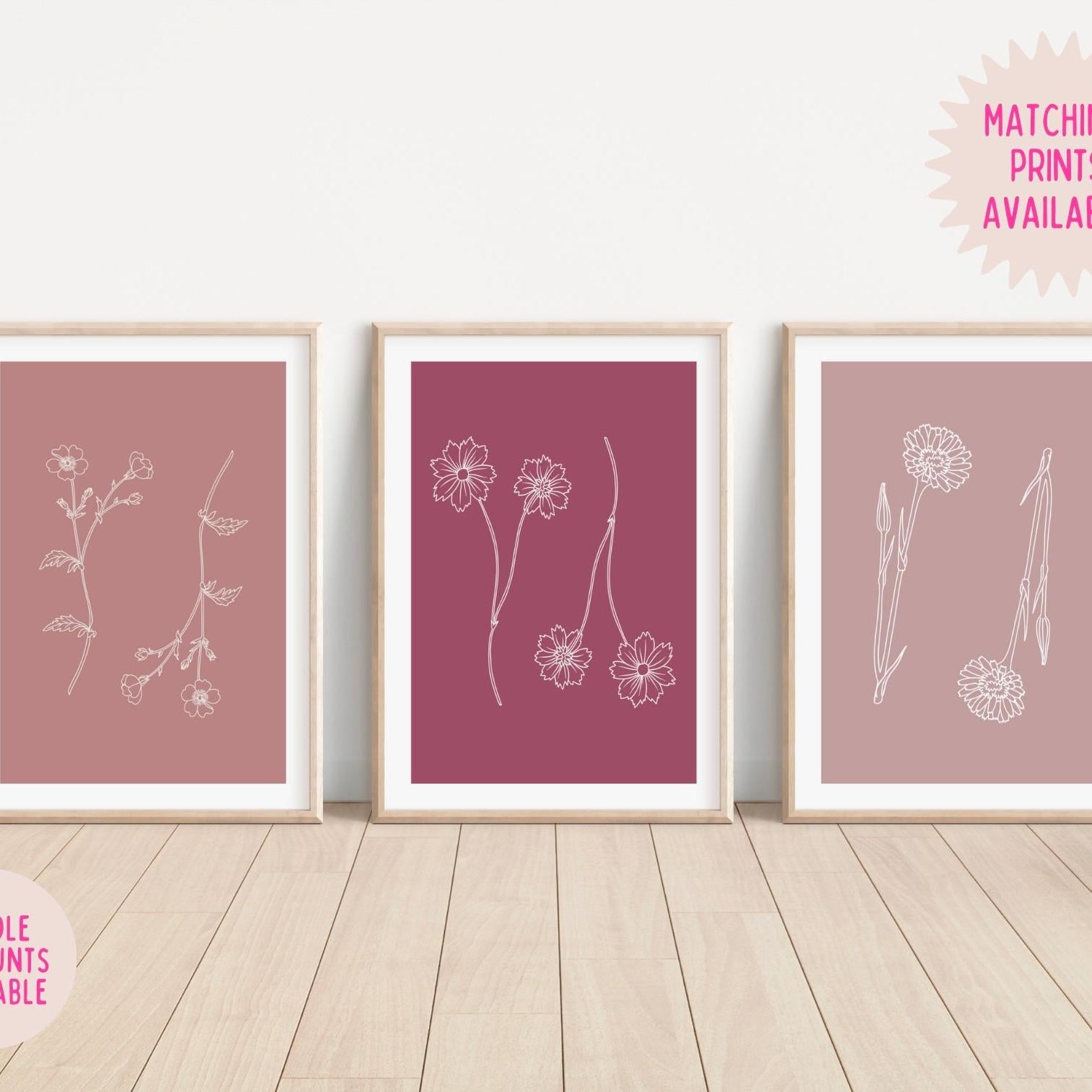 Dusky Pink Wildflowers Print Posters, Prints, & Visual Artwork Pretty Average