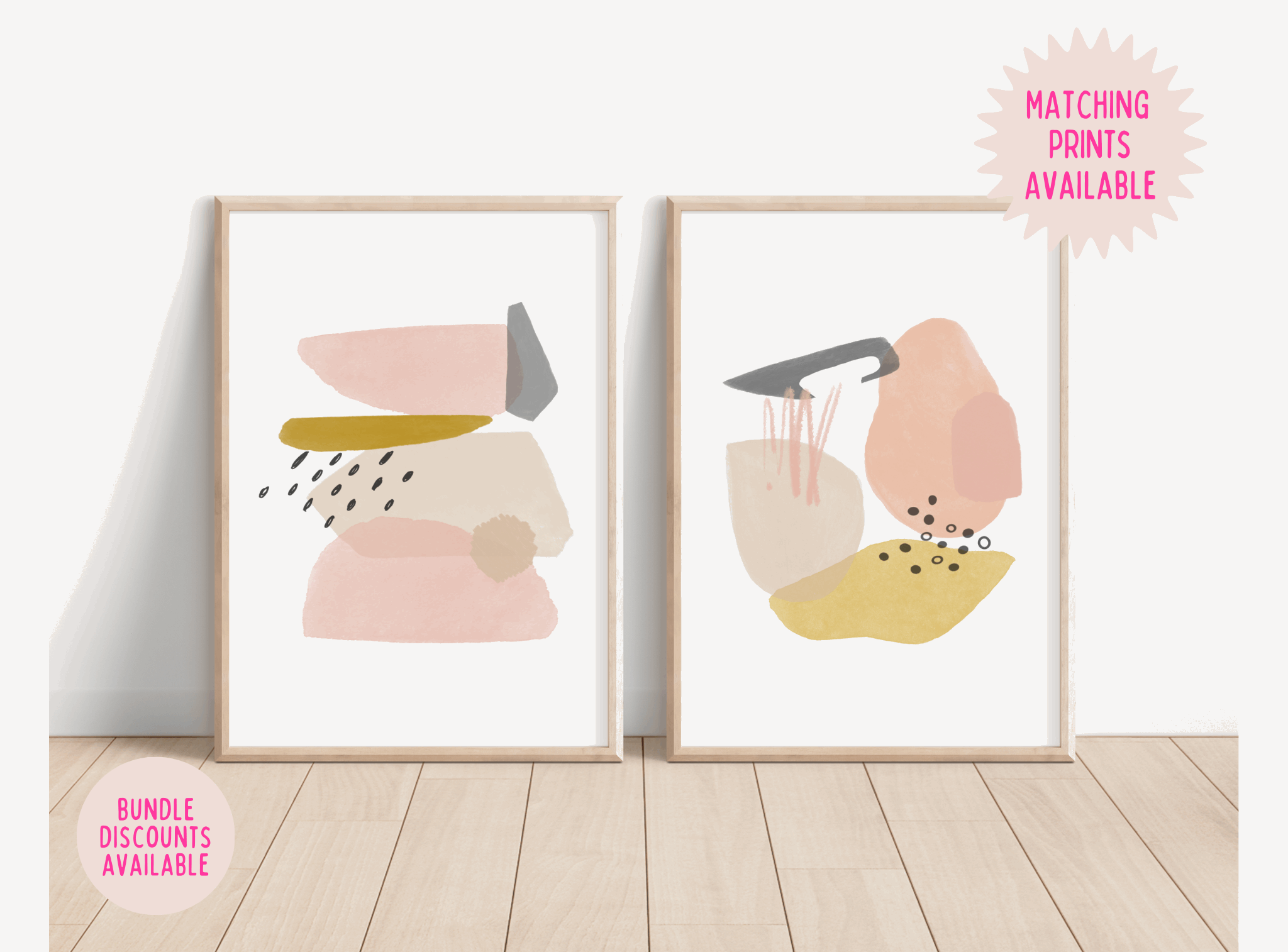 Abstract Shapes Print - Peachy Keen (DESIGN ONE) Posters, Prints, & Visual Artwork Pretty Average   