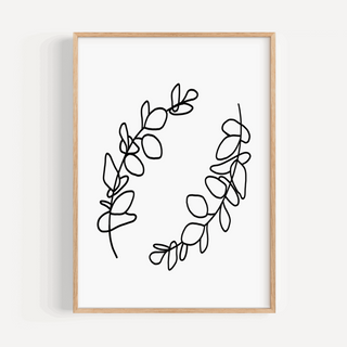 Eucalyptus Line Drawing - Two Branches Posters, Prints, & Visual Artwork Pretty Average