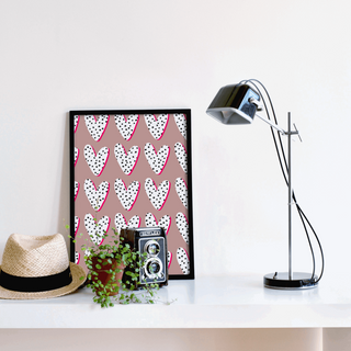 Hearts Print - Pink & Polka Dot Posters, Prints, & Visual Artwork Pretty Average