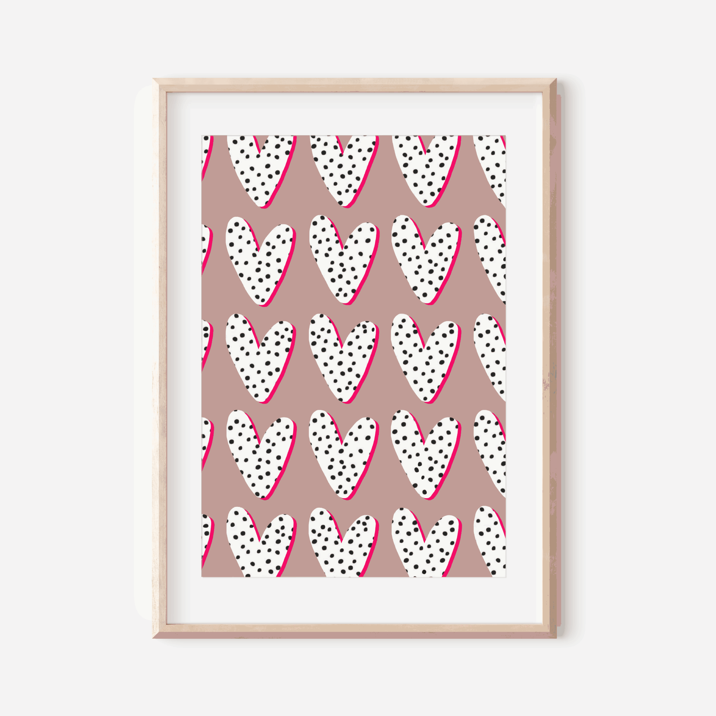 Hearts Print - Pink & Polka Dot Posters, Prints, & Visual Artwork Pretty Average