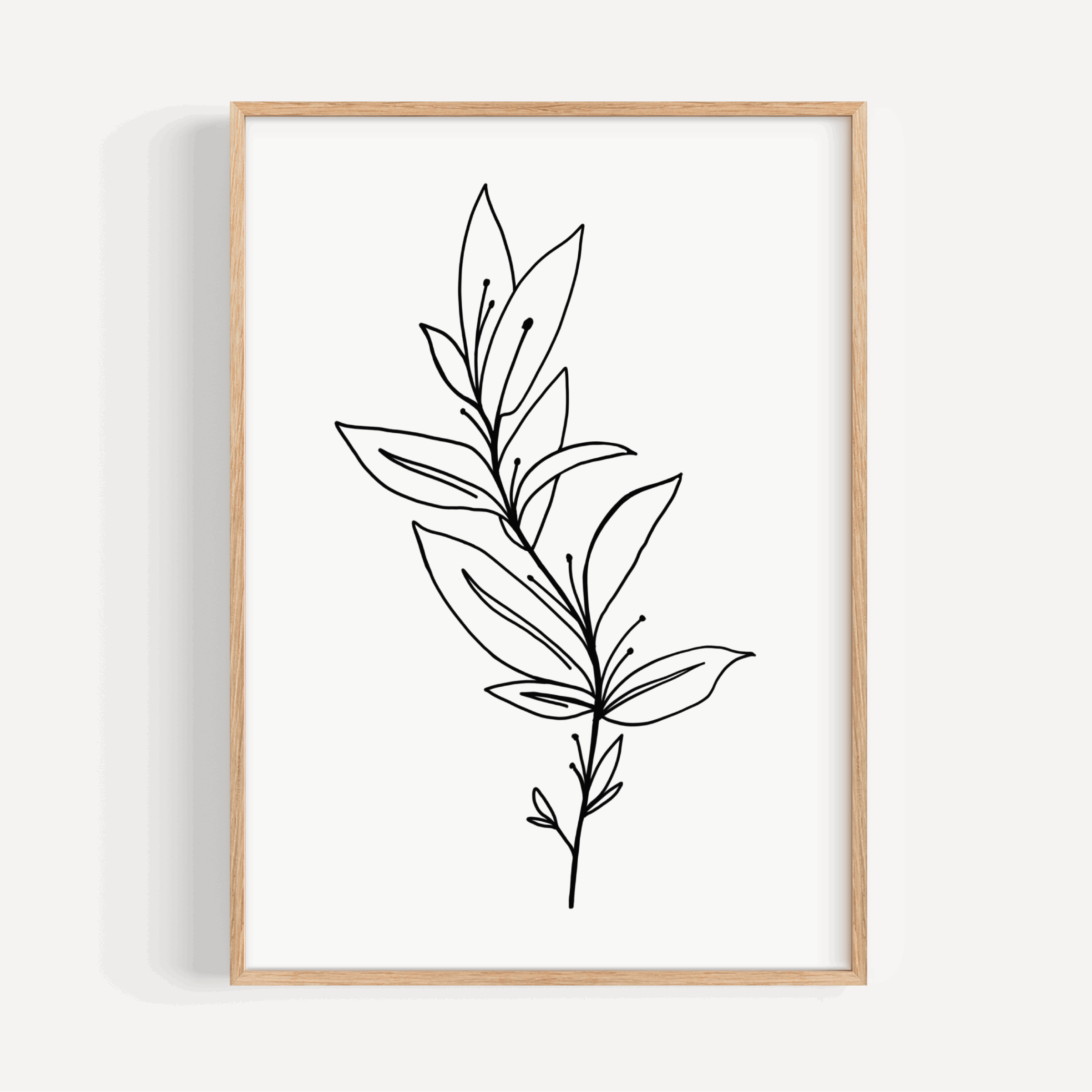 Leafy Branch Line Drawing Print Posters, Prints, & Visual Artwork Pretty Average