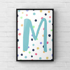 Letter / Initial Print - Blue & Rainbow Polka Dots Posters, Prints, & Visual Artwork Pretty Average