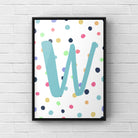 Letter / Initial Print - Blue & Rainbow Polka Dots Posters, Prints, & Visual Artwork Pretty Average