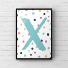 Letter / Initial Print - Blue & Rainbow Polka Dots Posters, Prints, & Visual Artwork Pretty Average