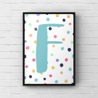 Letter / Initial Print - Blue & Rainbow Polka Dots Posters, Prints, & Visual Artwork Pretty Average