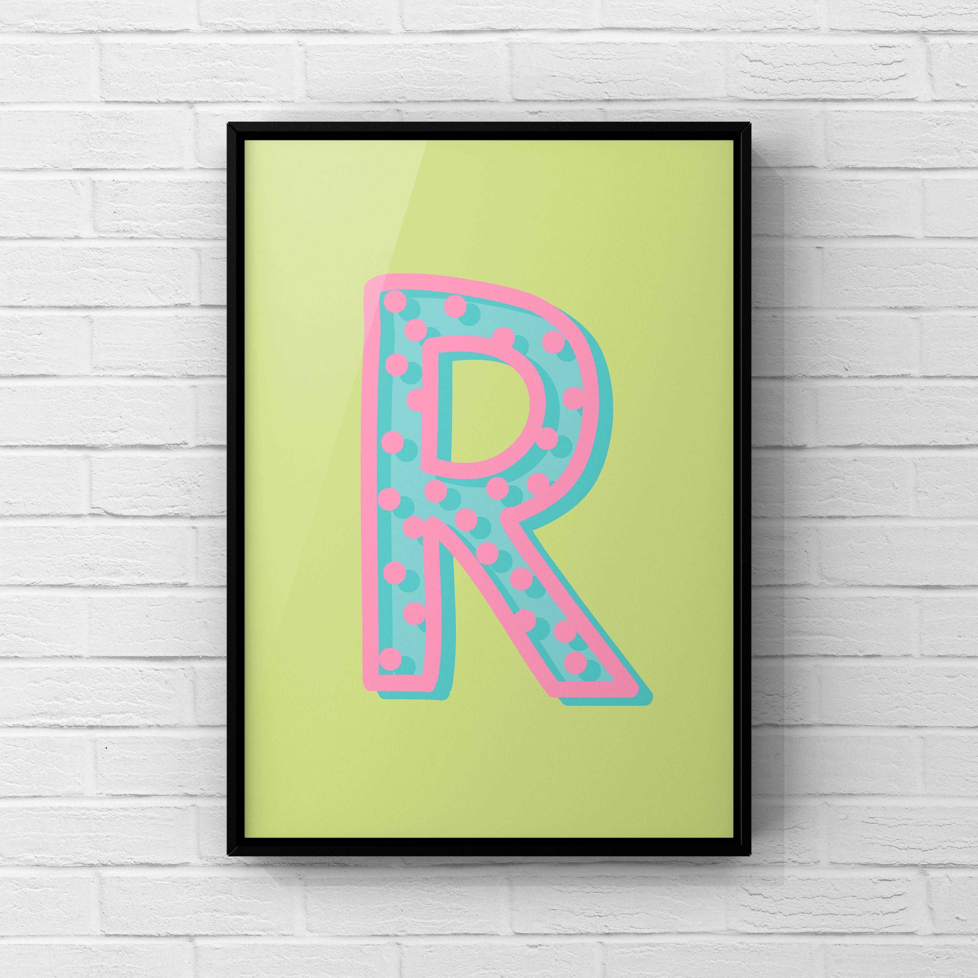 Letter / Initial Print - Green, Pink & Blue Polka Dot Posters, Prints, & Visual Artwork Pretty Average