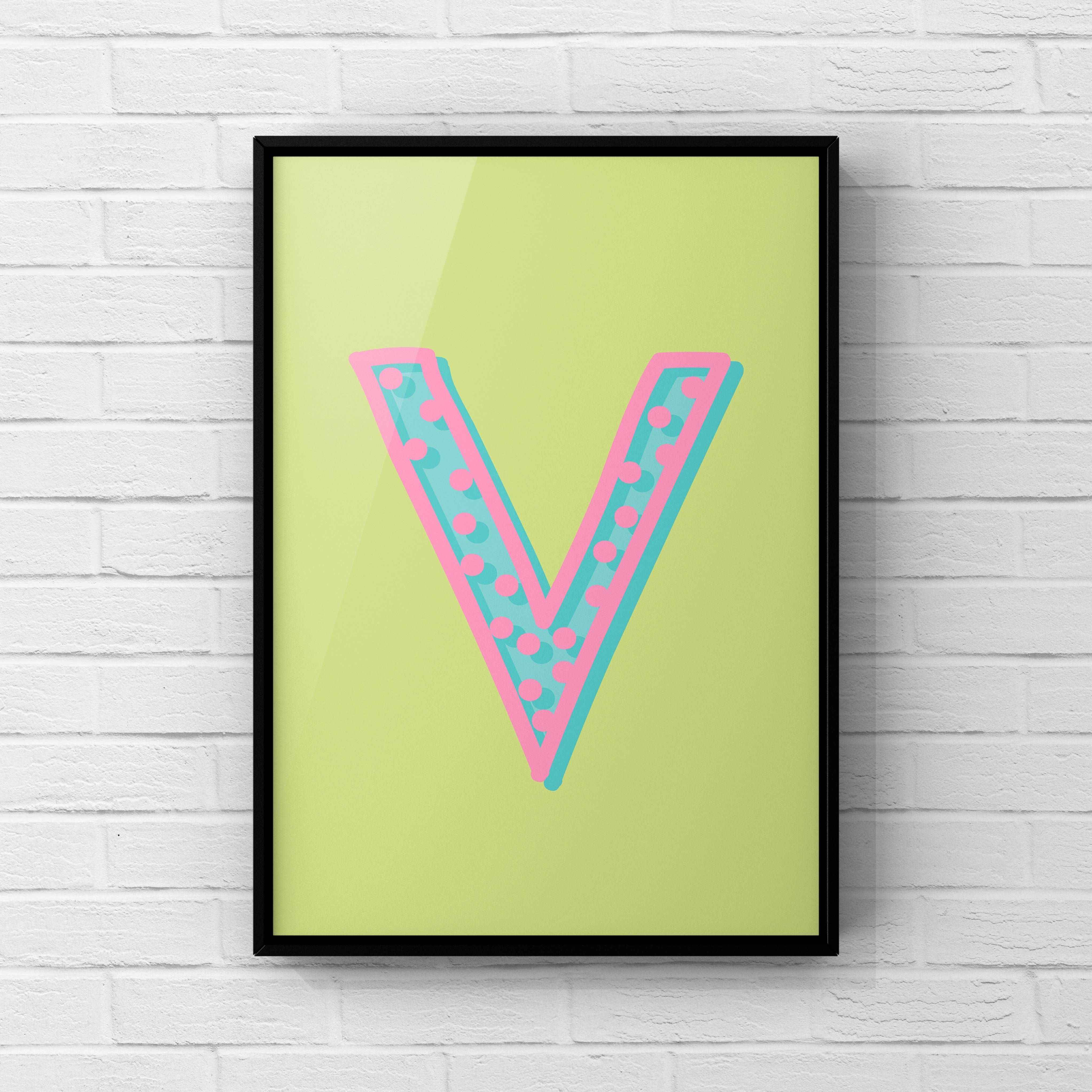 Letter / Initial Print - Green, Pink & Blue Polka Dot Posters, Prints, & Visual Artwork Pretty Average