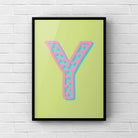 Letter / Initial Print - Green, Pink & Blue Polka Dot